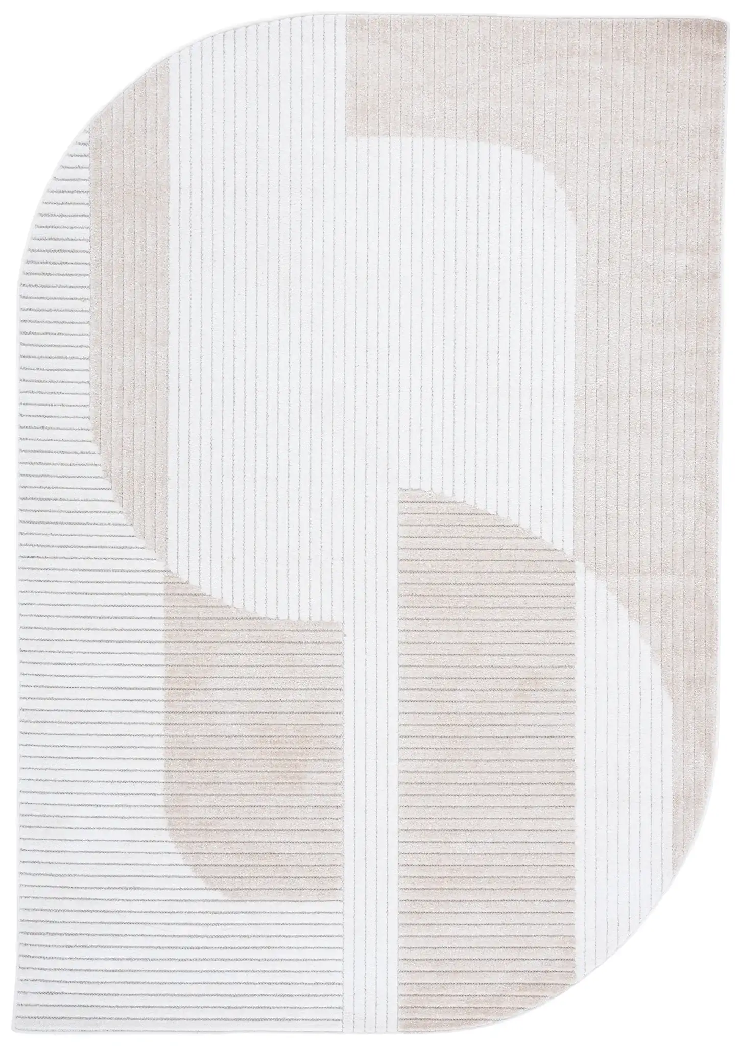 Contour Curved Block Rug in Ivory / Beige