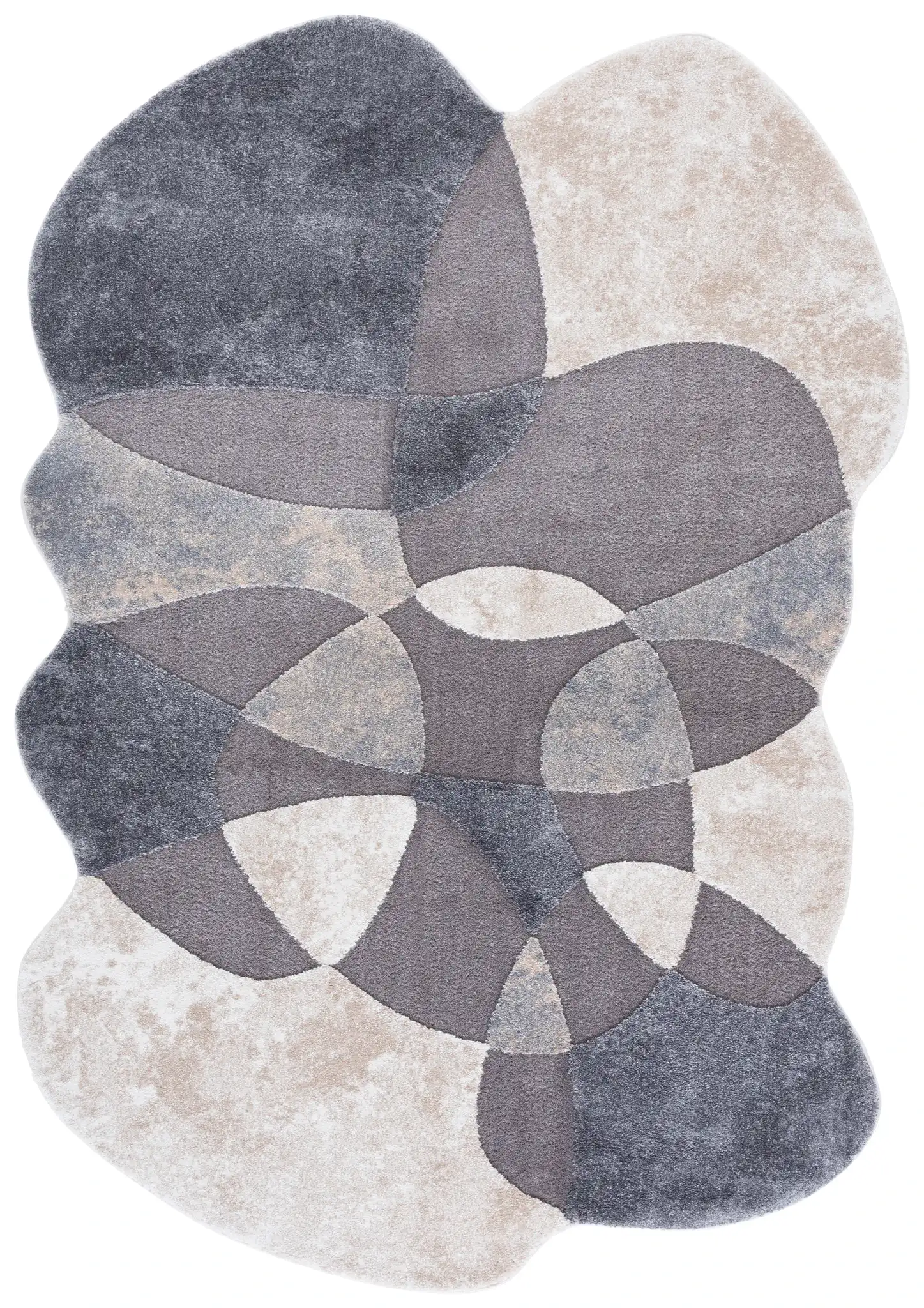 Contour Curved Abstract Rug in Gray / Ivory