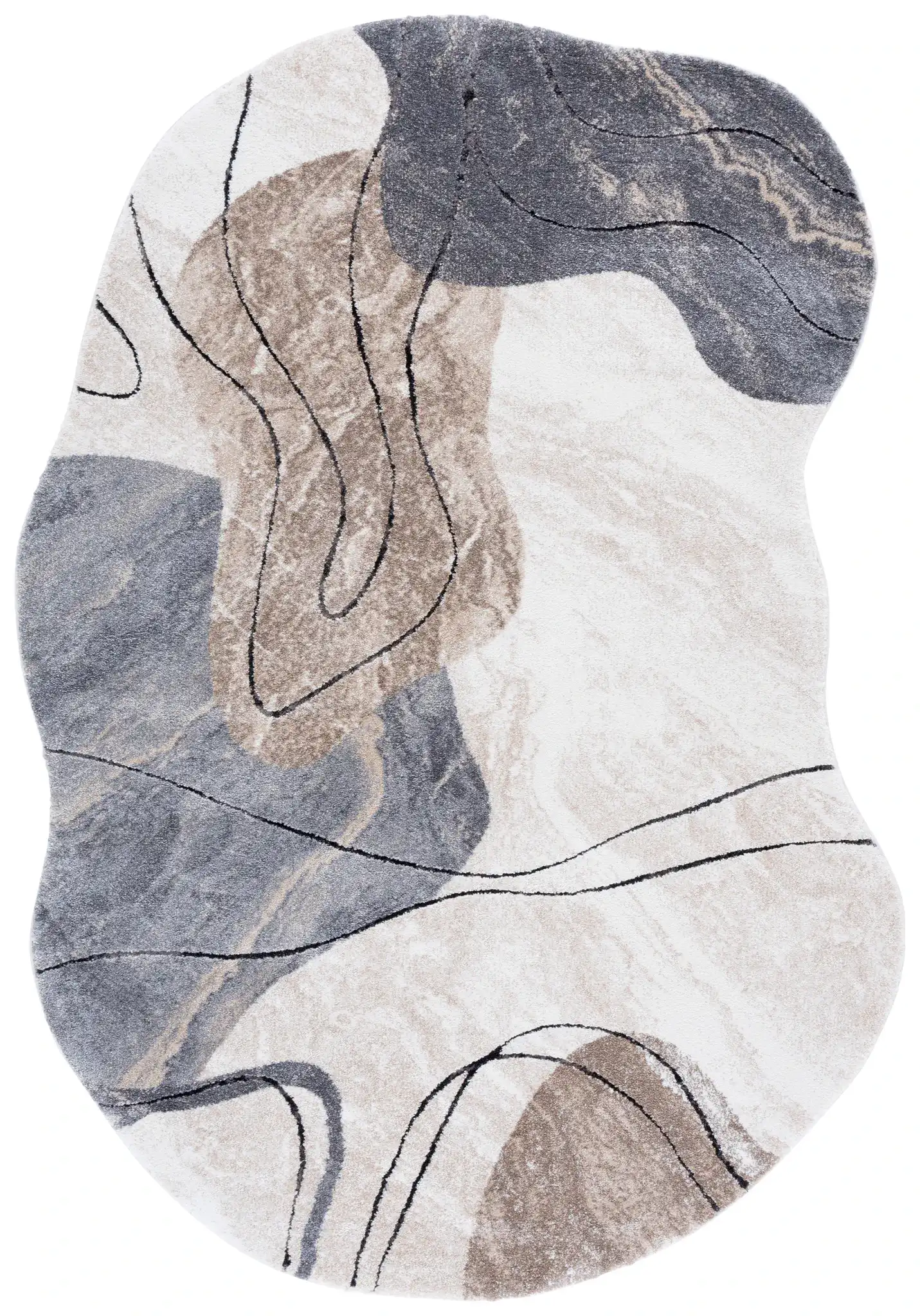 Contour Topographic Abstract Rug in Gray / Ivory