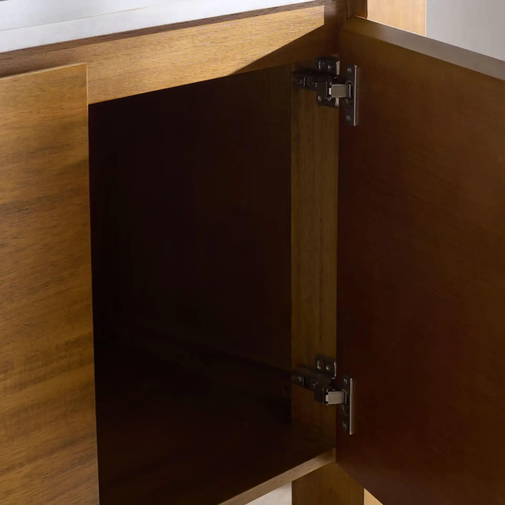 Bertino Vanity in Light Oak / White in a styled room