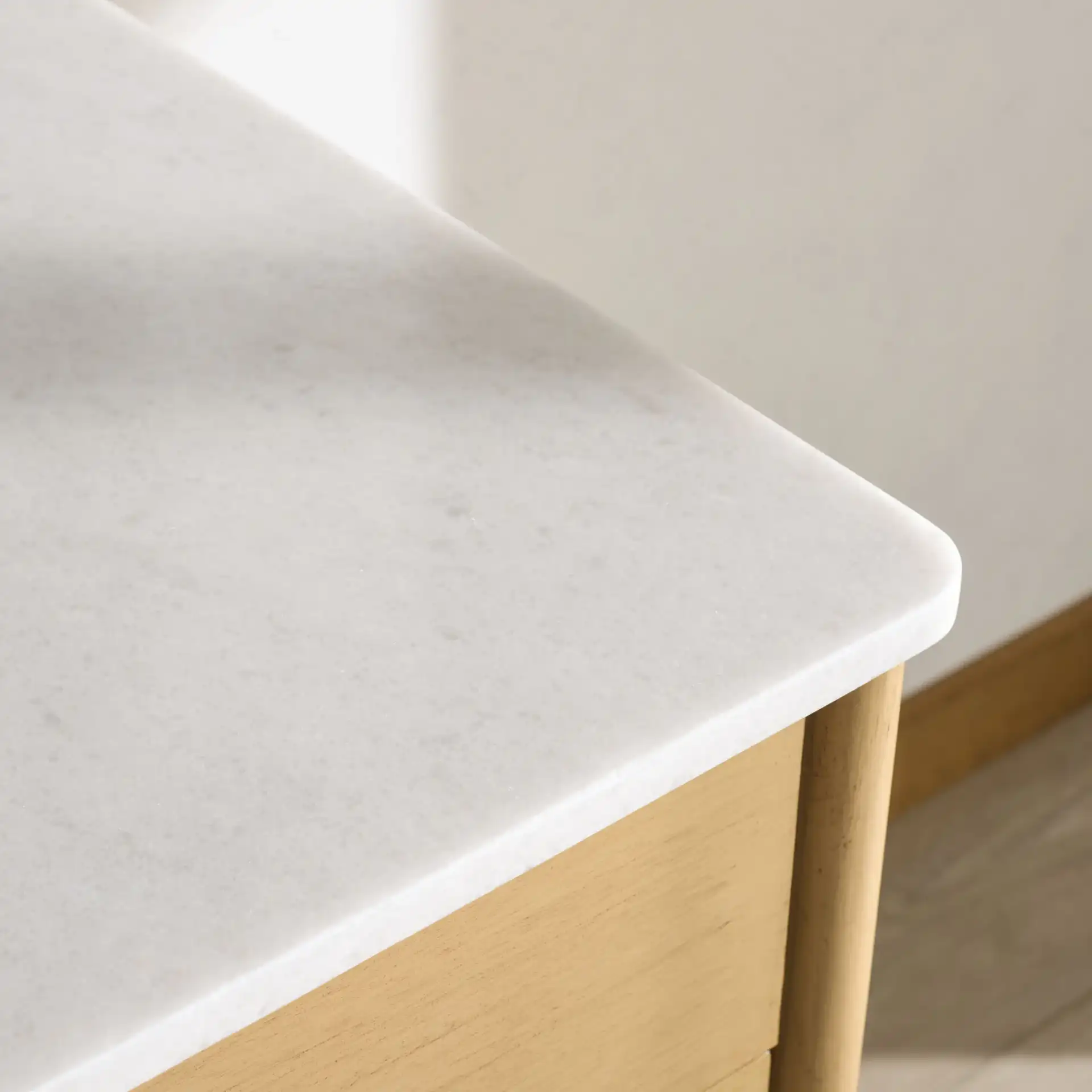 Petrabecca Vanity in Light Oak / White in a styled room