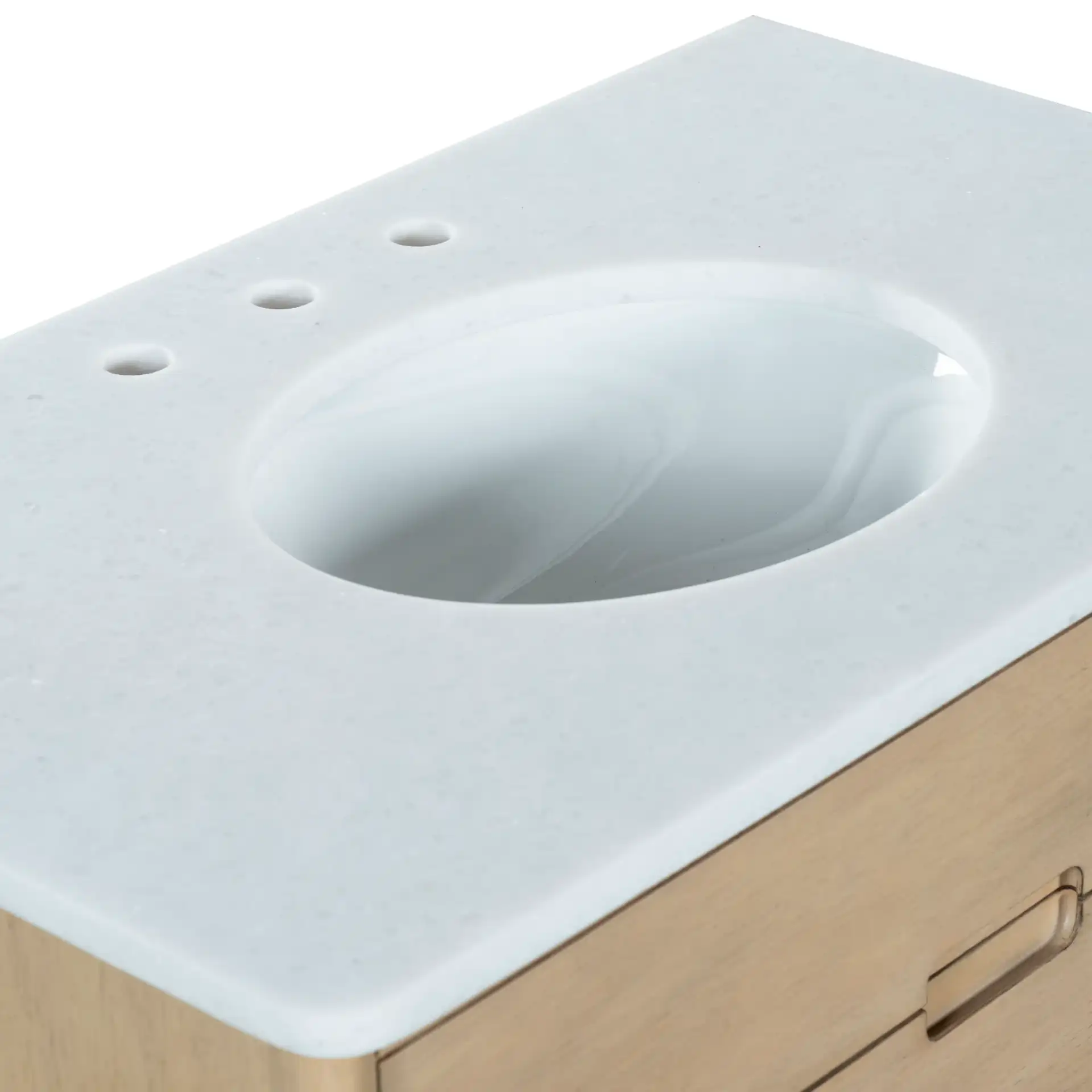 Petrabecca Vanity in Light Oak / White in a styled room