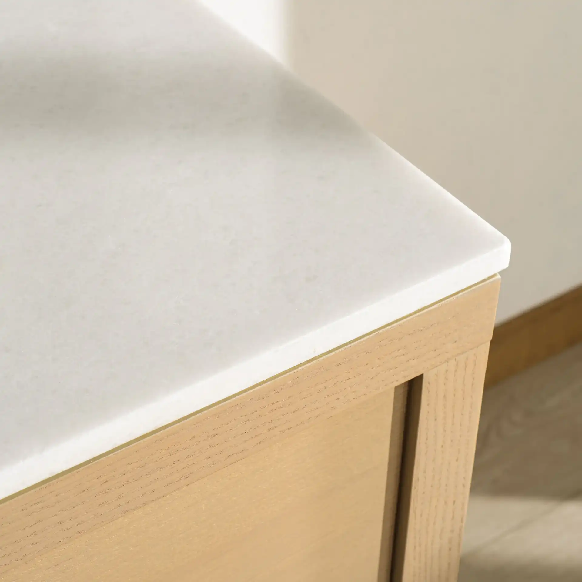 Clairebeth Vanity in Natural / White in a styled room