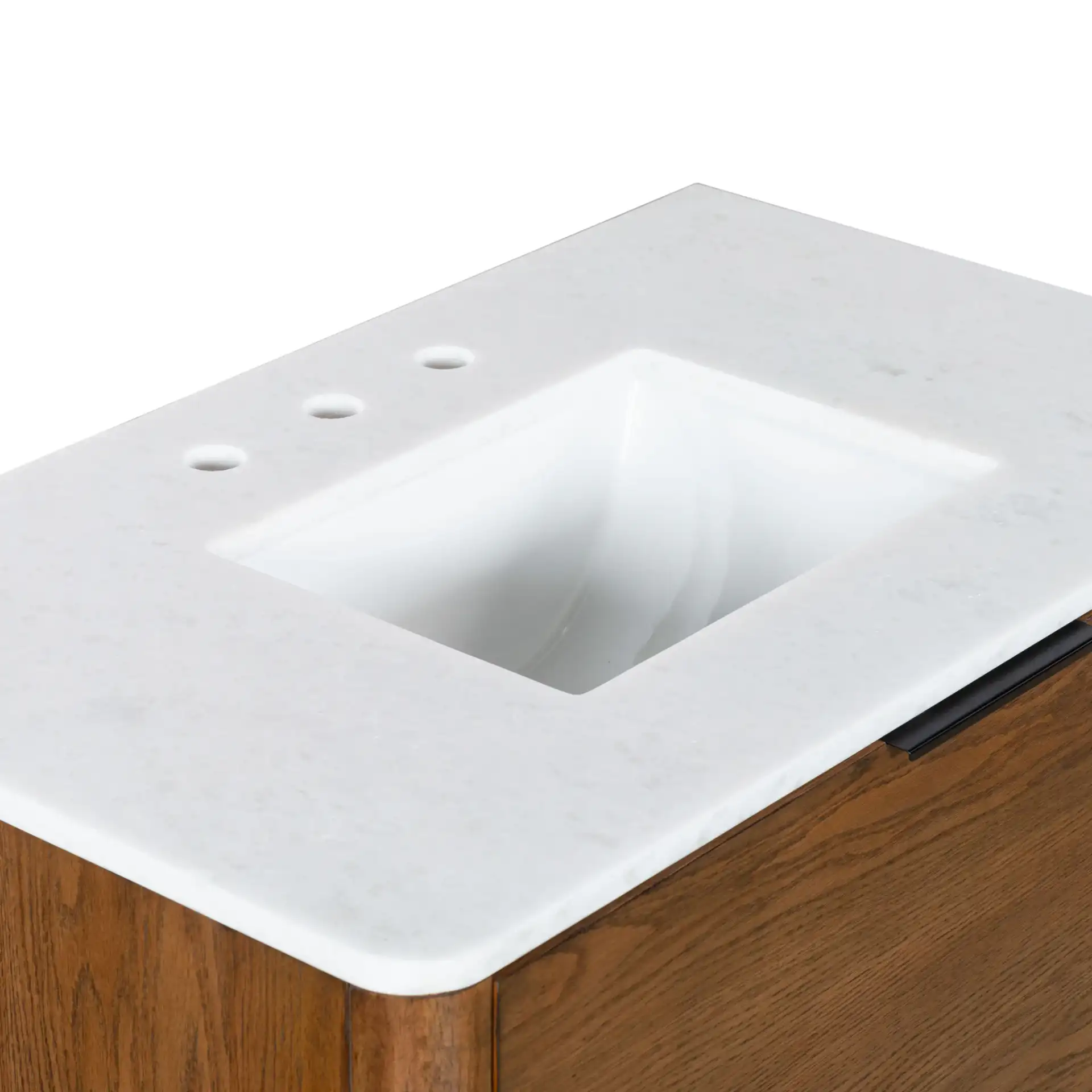 Gabrietta Vanity in Medium Oak / White in a styled room