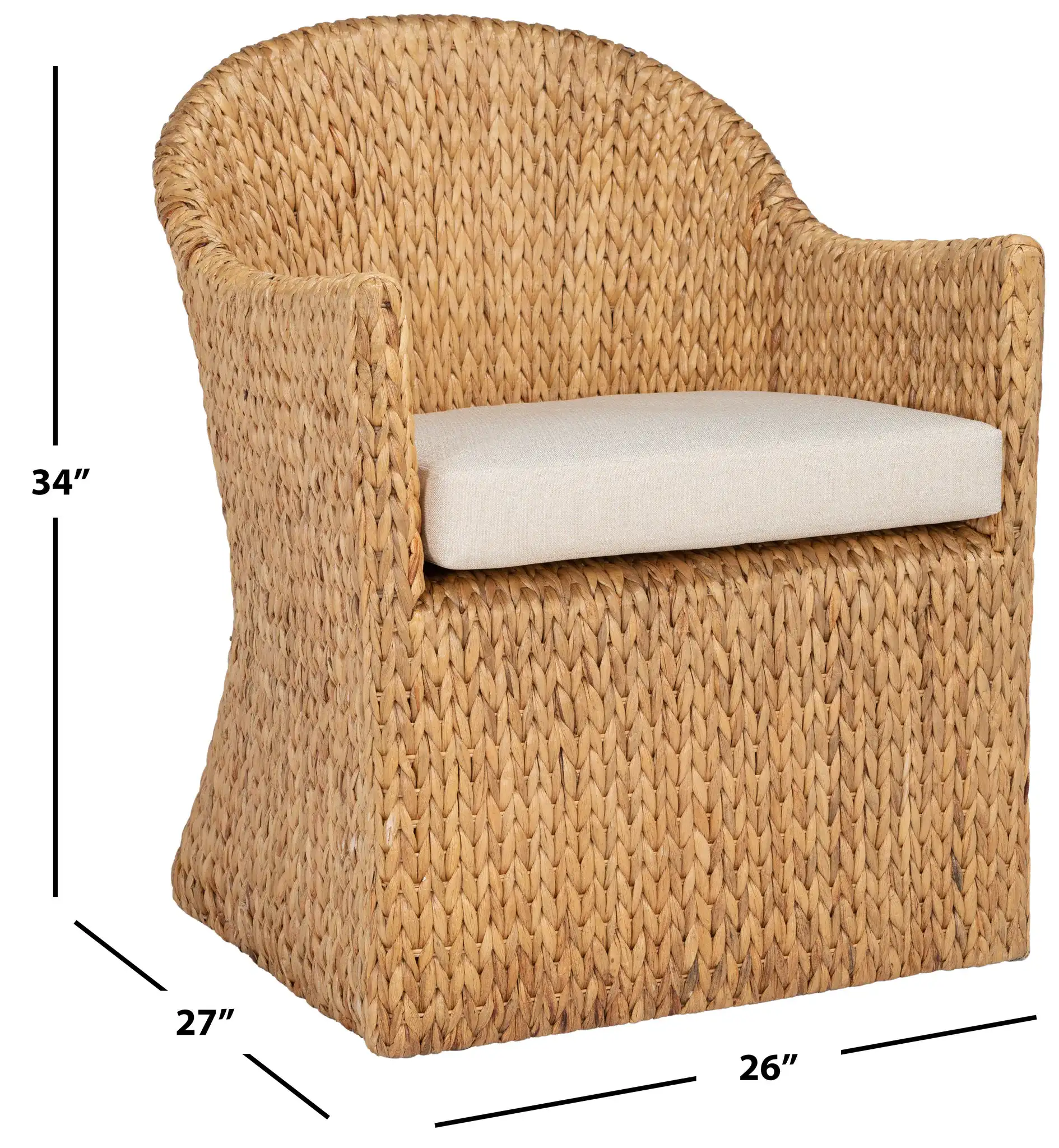 Solomon Water Hyacinth Chair in Natural / Beige, detail view