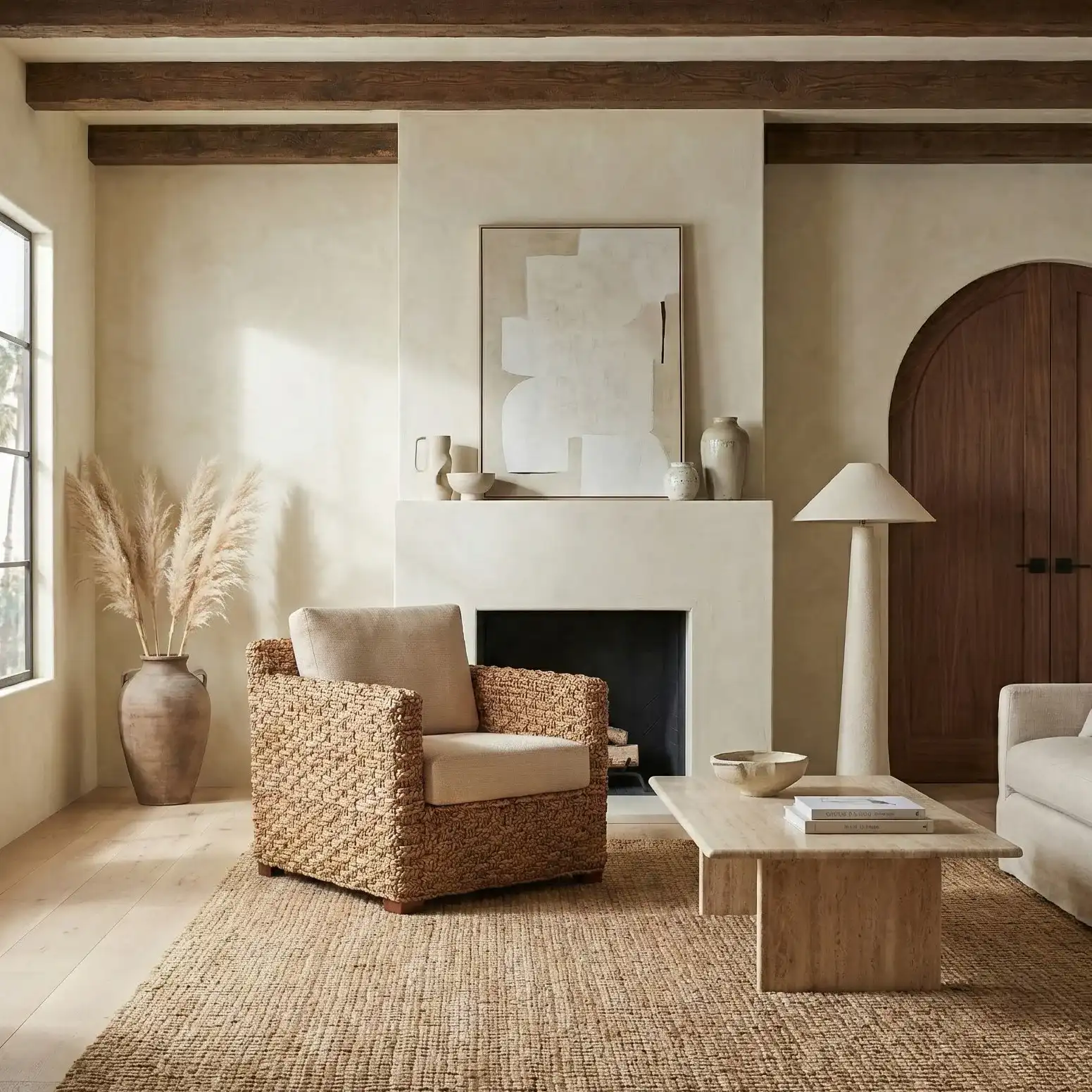Gregory Water Hyacinth Chair in Natural / Beige in a styled room