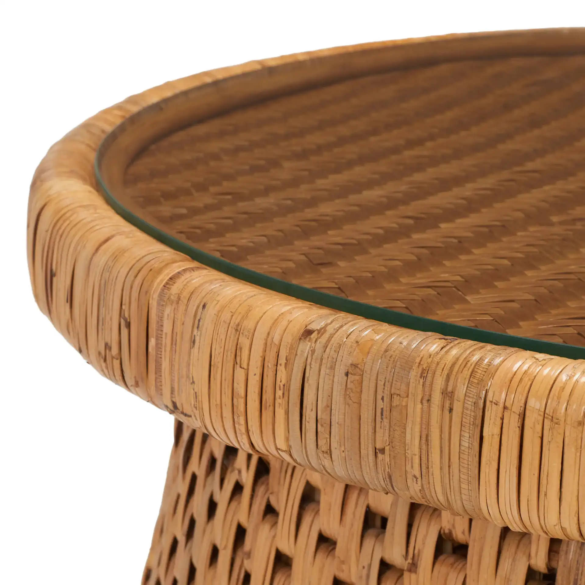 Lianne Rattan Round Coffee Table in Natural in a styled room
