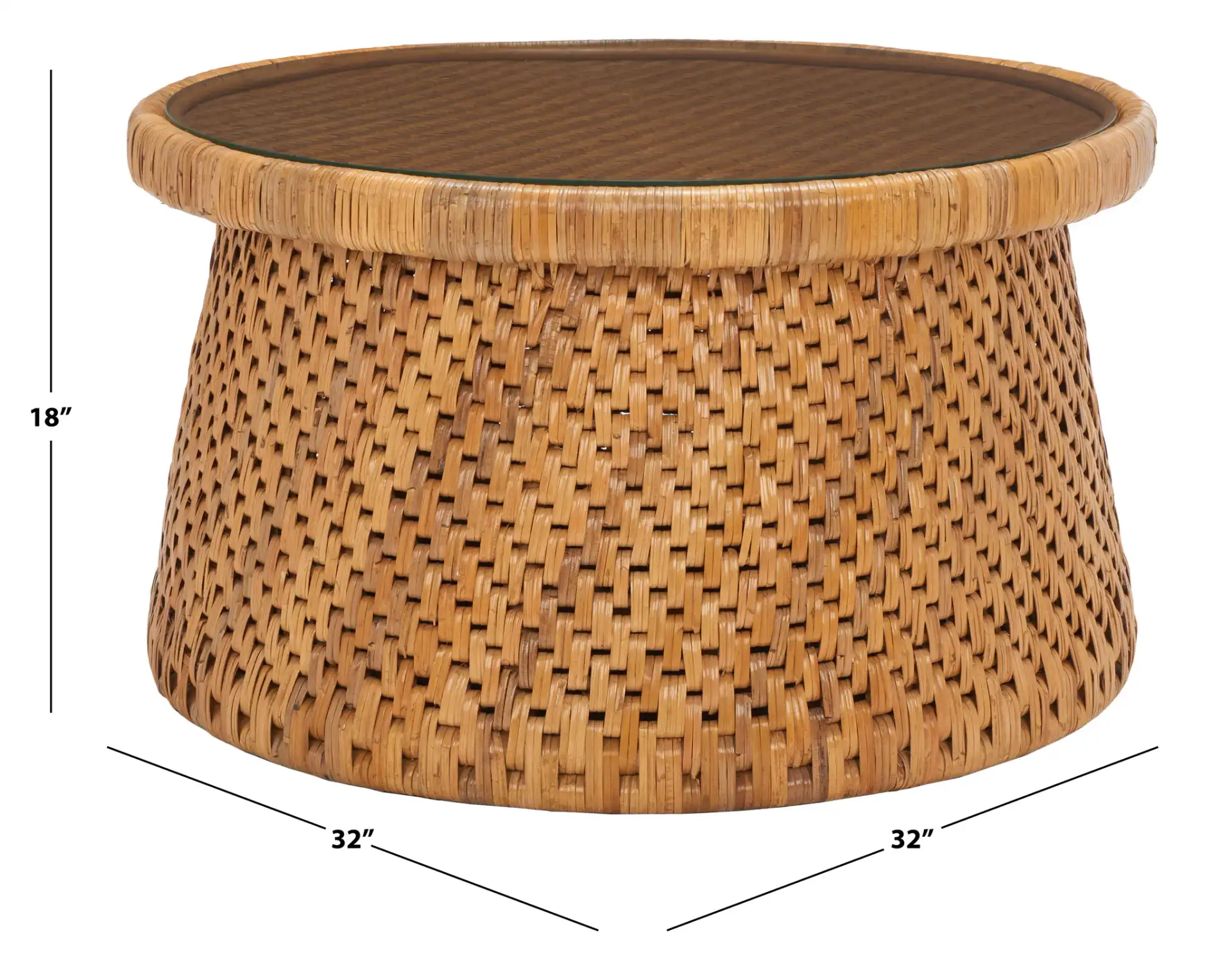 Lianne Rattan Round Coffee Table in Natural, detail view