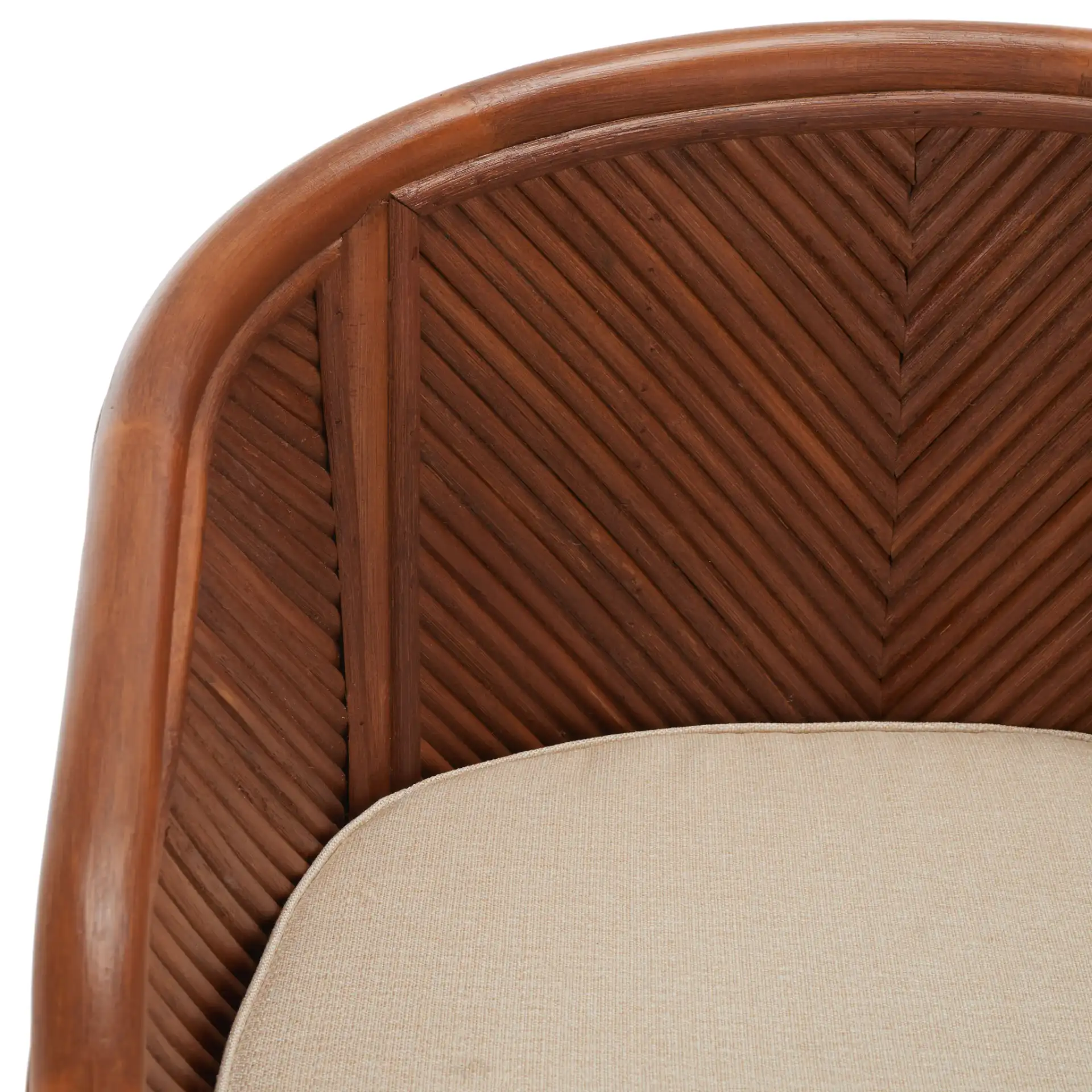 Barnette Rattan Pole Accent Chair in Amber / Beige in a styled room