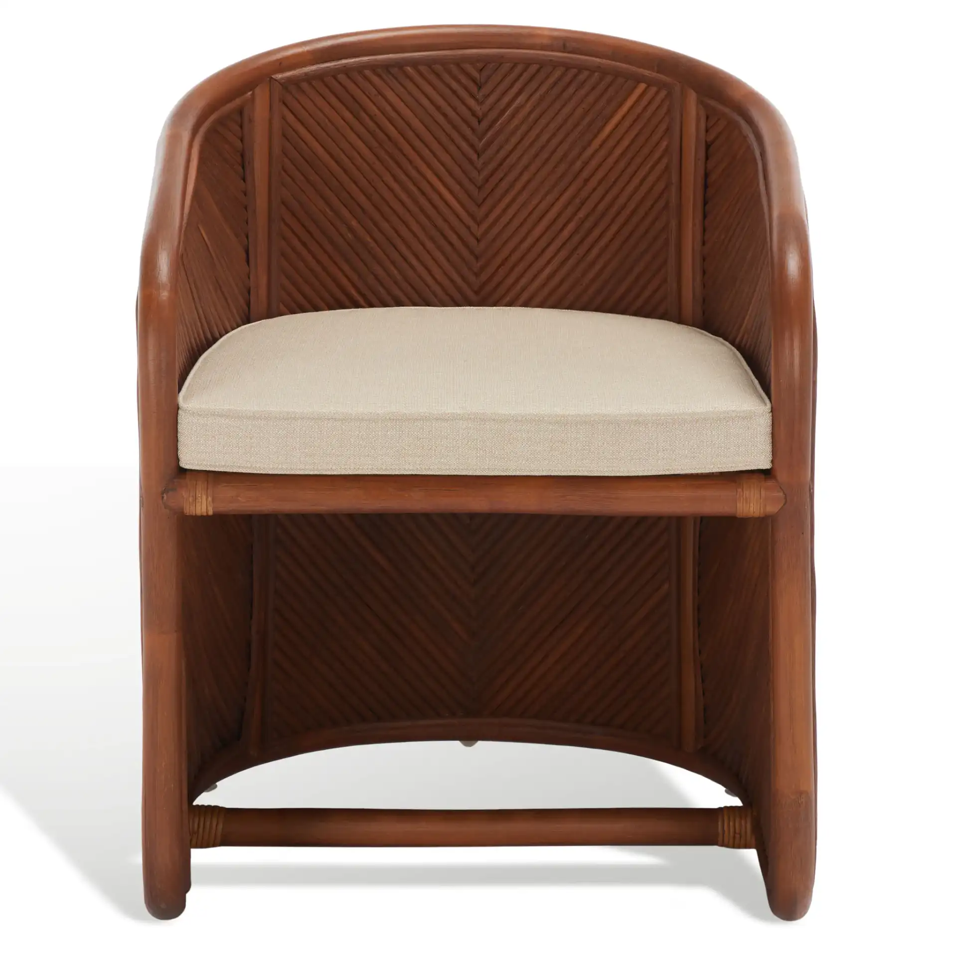 Barnette Rattan Pole Accent Chair in Amber / Beige, detail view