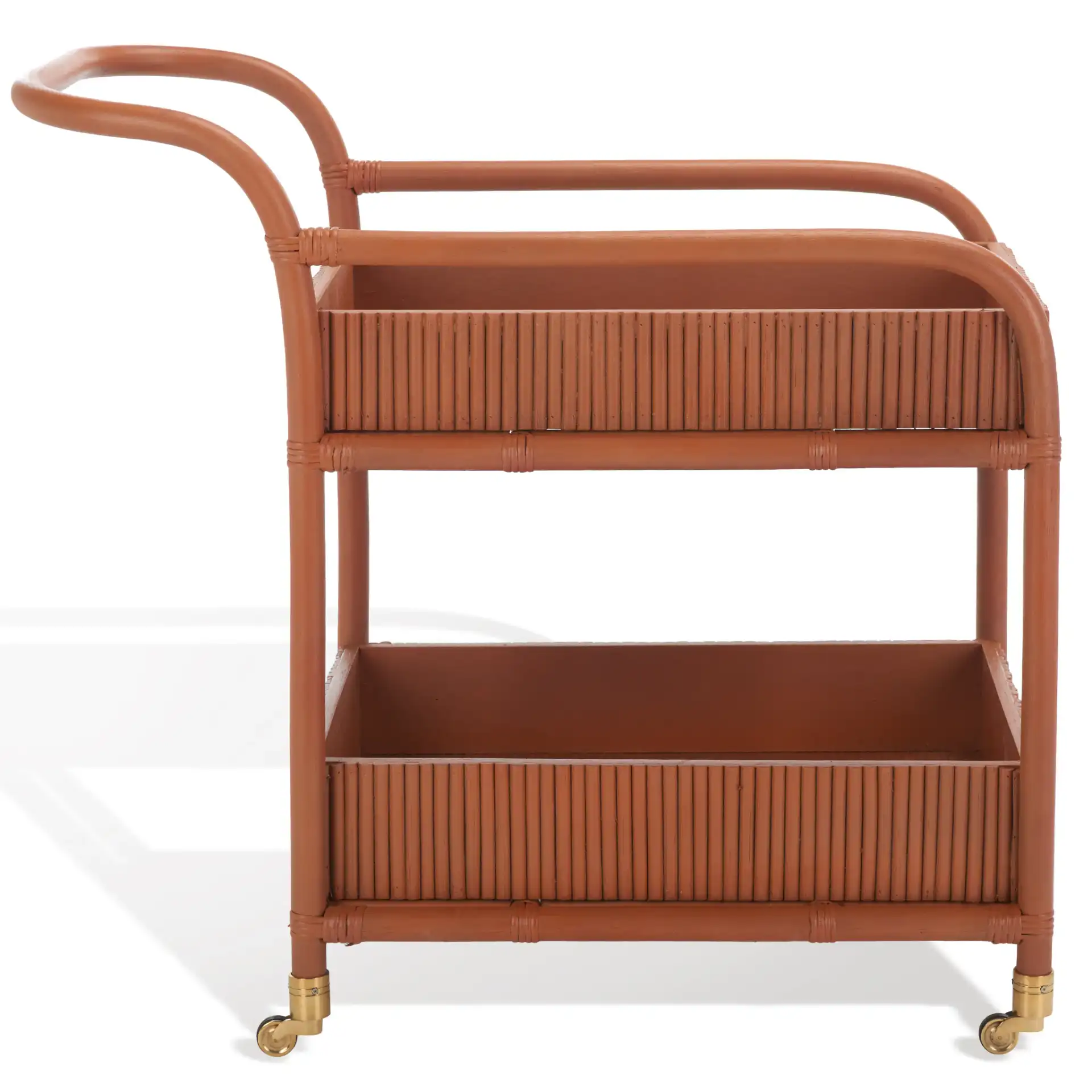 Barnette Rattan Pole Barcart in Amber, detail view