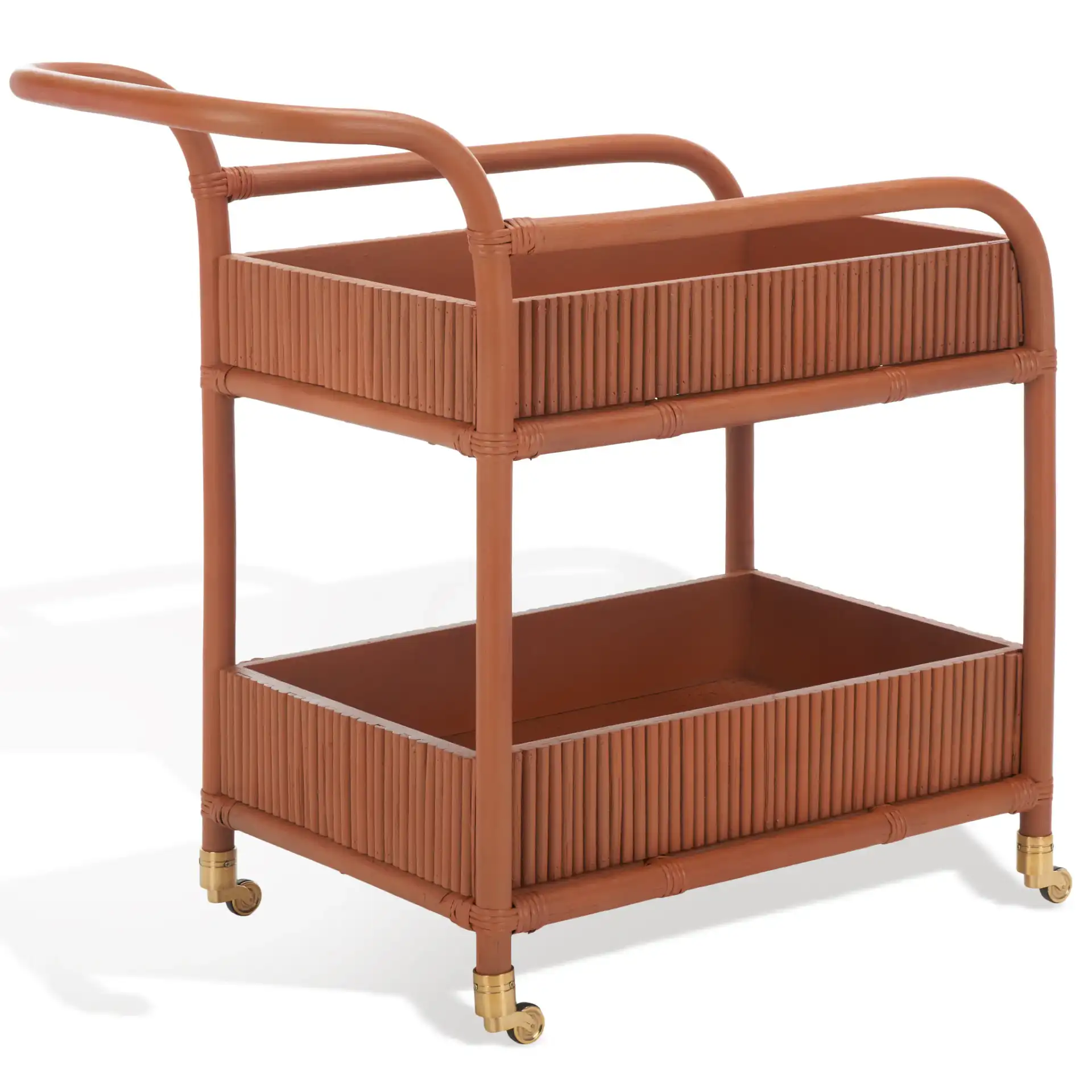 Barnette Rattan Pole Barcart in Amber, detail view
