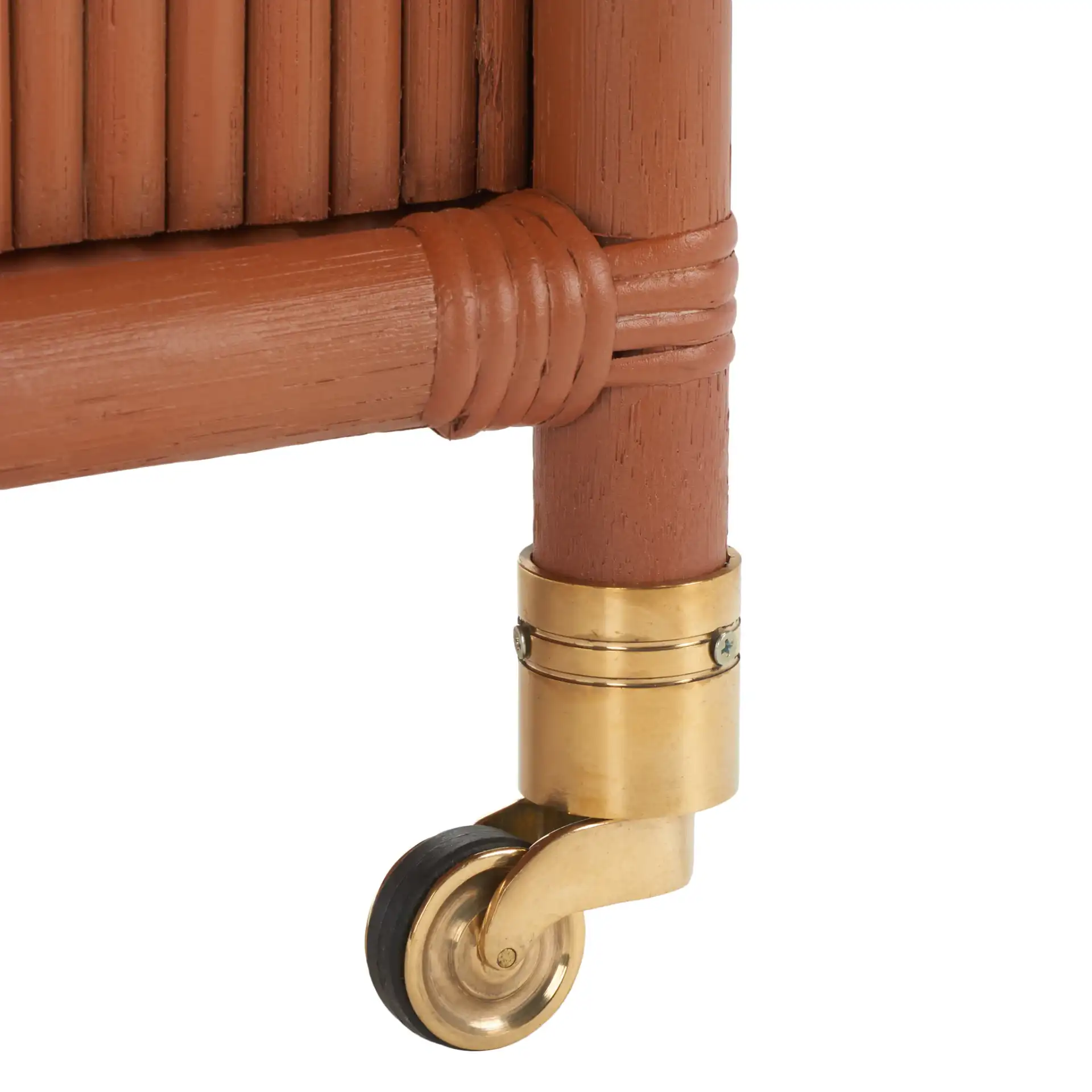 Barnette Rattan Pole Barcart in Amber, detail view