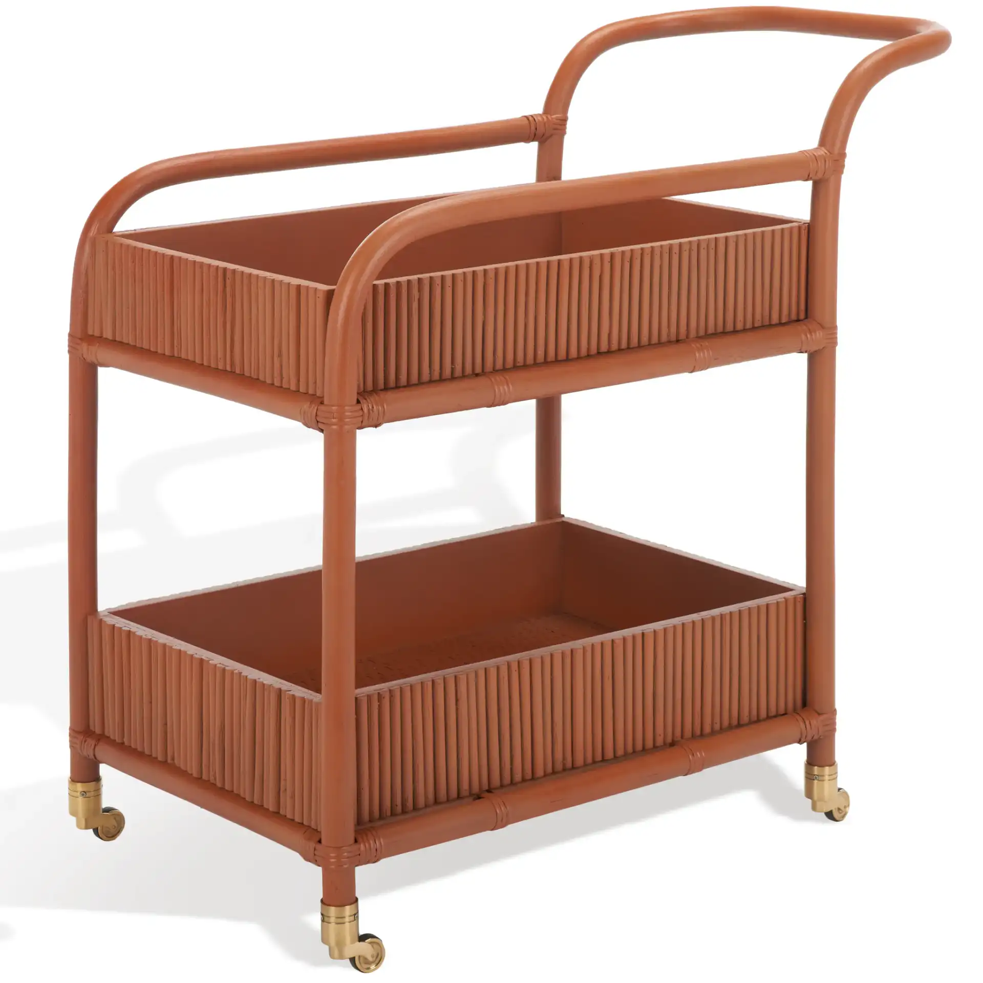Barnette Rattan Pole Barcart in Amber, detail view