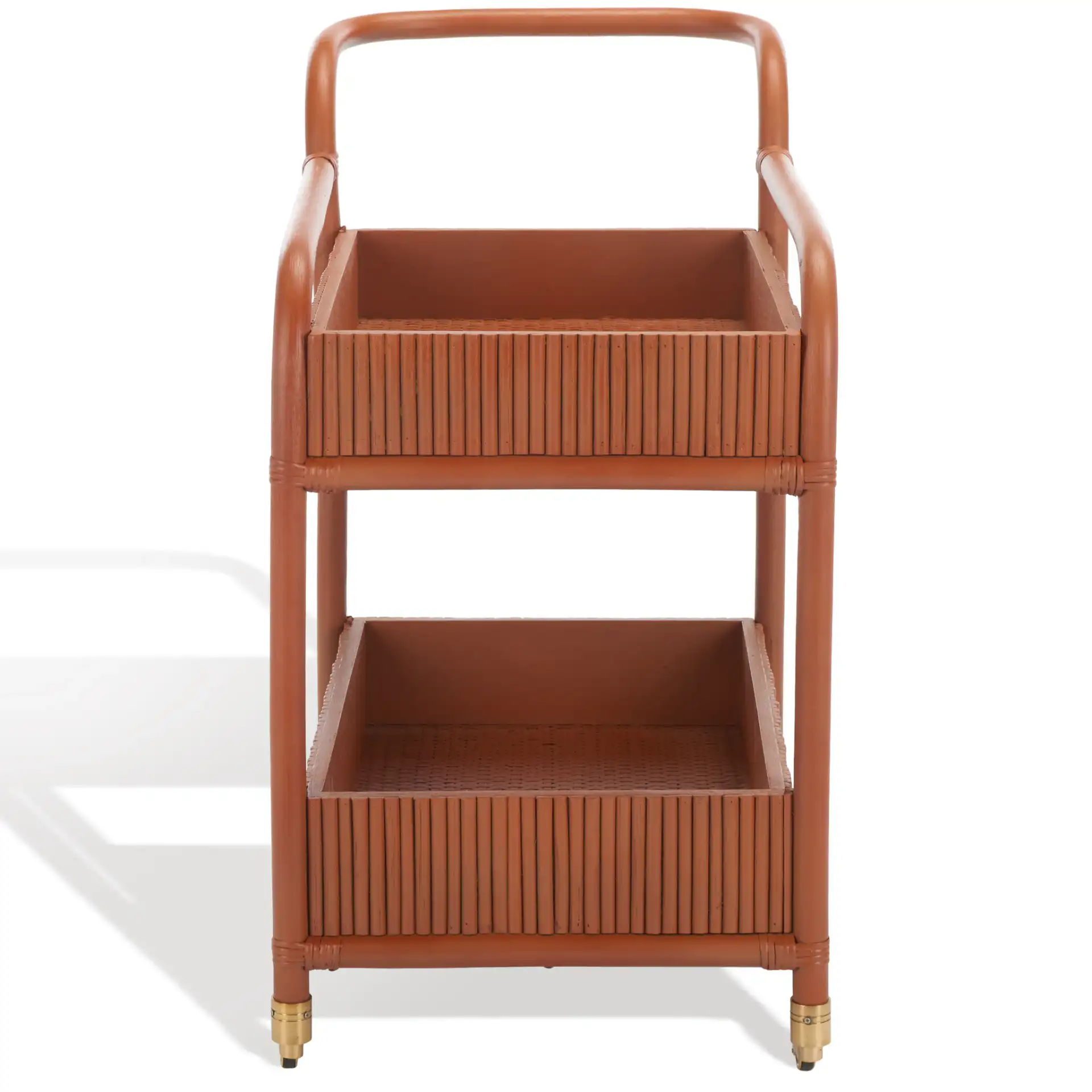 Barnette Rattan Pole Barcart in Amber, detail view