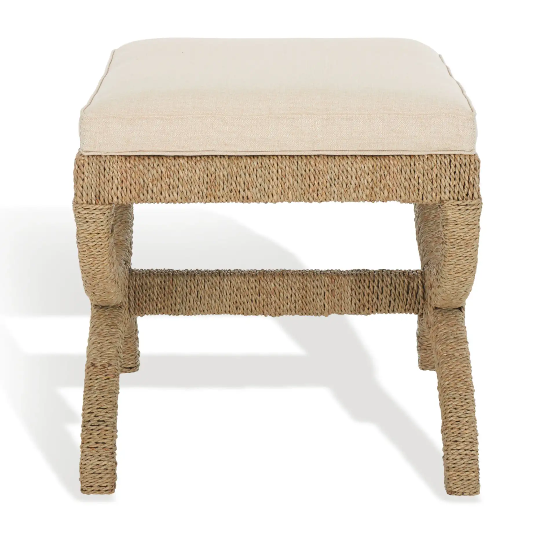 Aikan Woven Sea Grass Ottoman in Natural / Beige, detail view