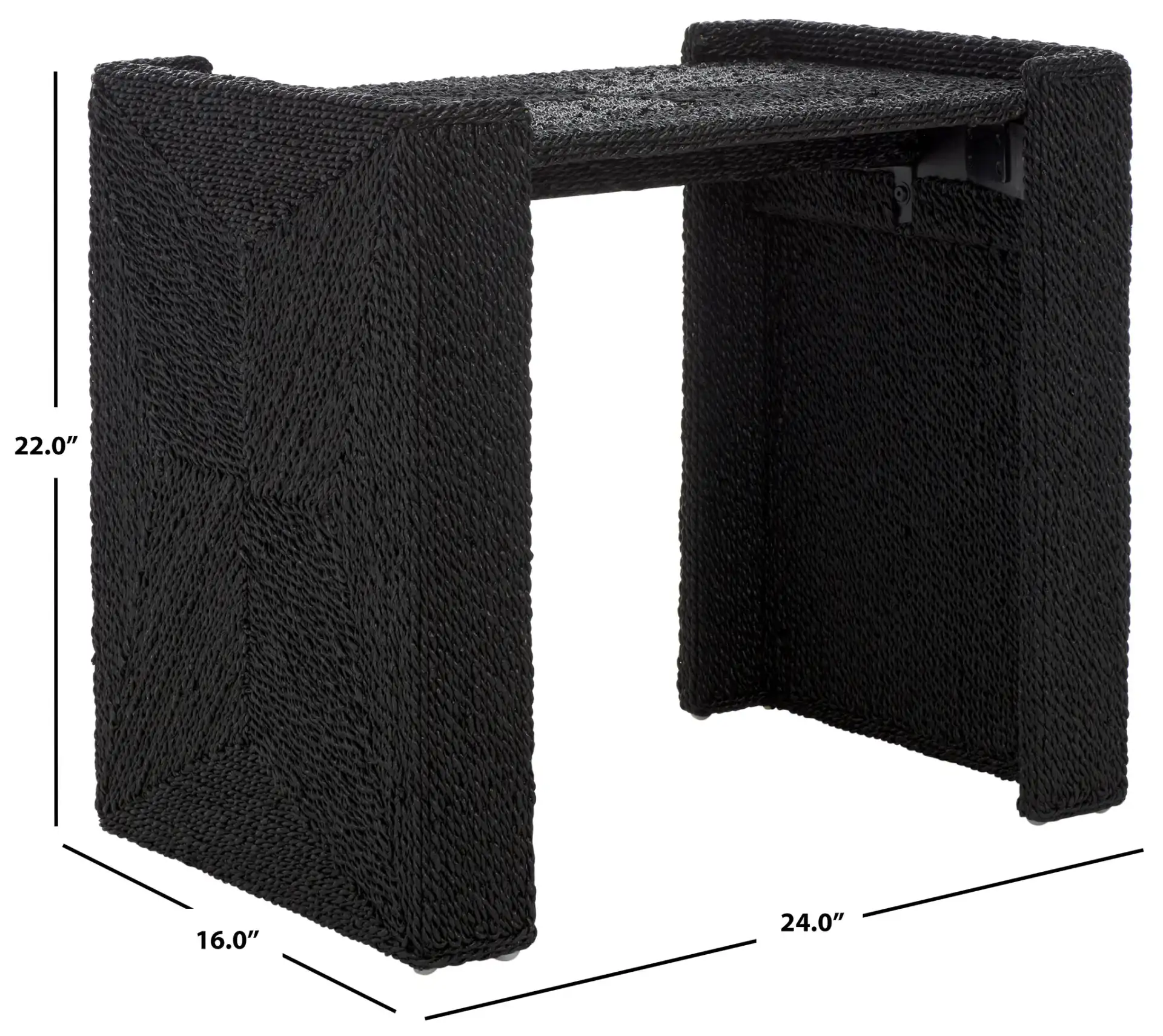 Wynima Sea Grass Accent Table in Black, detail view