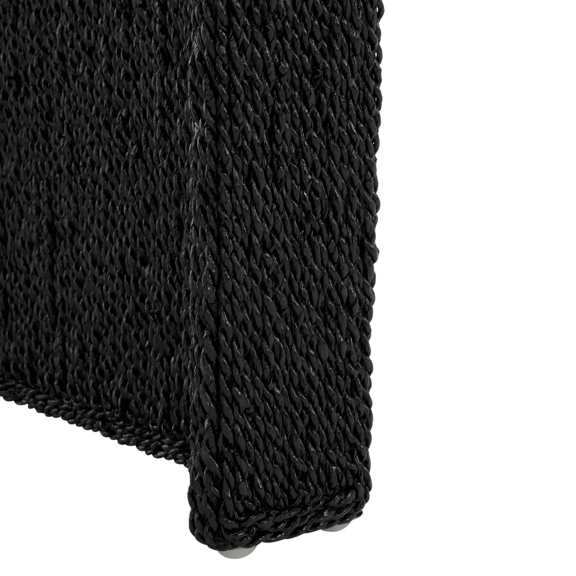 Wynima Sea Grass Accent Table in Black, detail view
