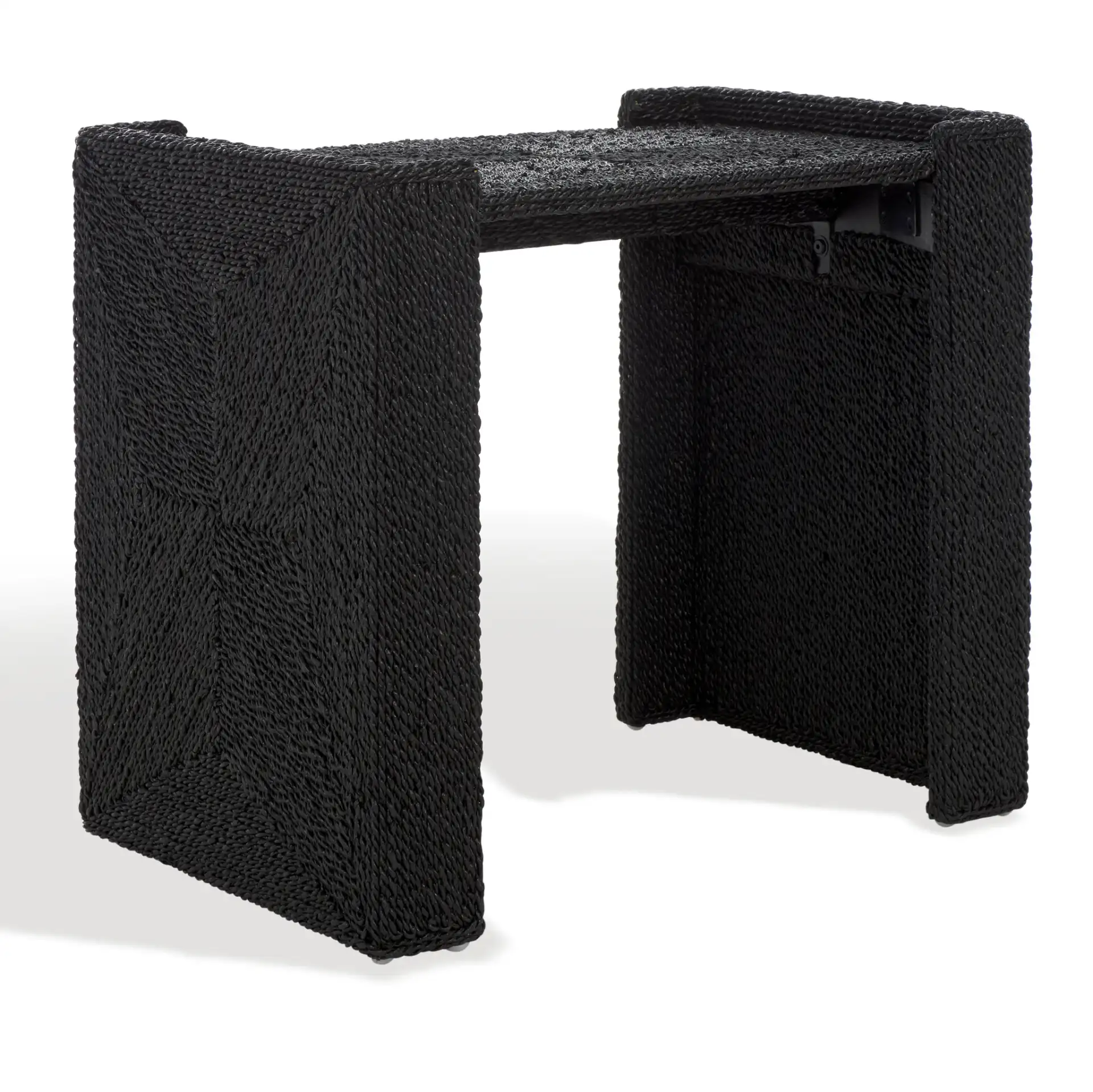 Wynima Sea Grass Accent Table in Black, detail view