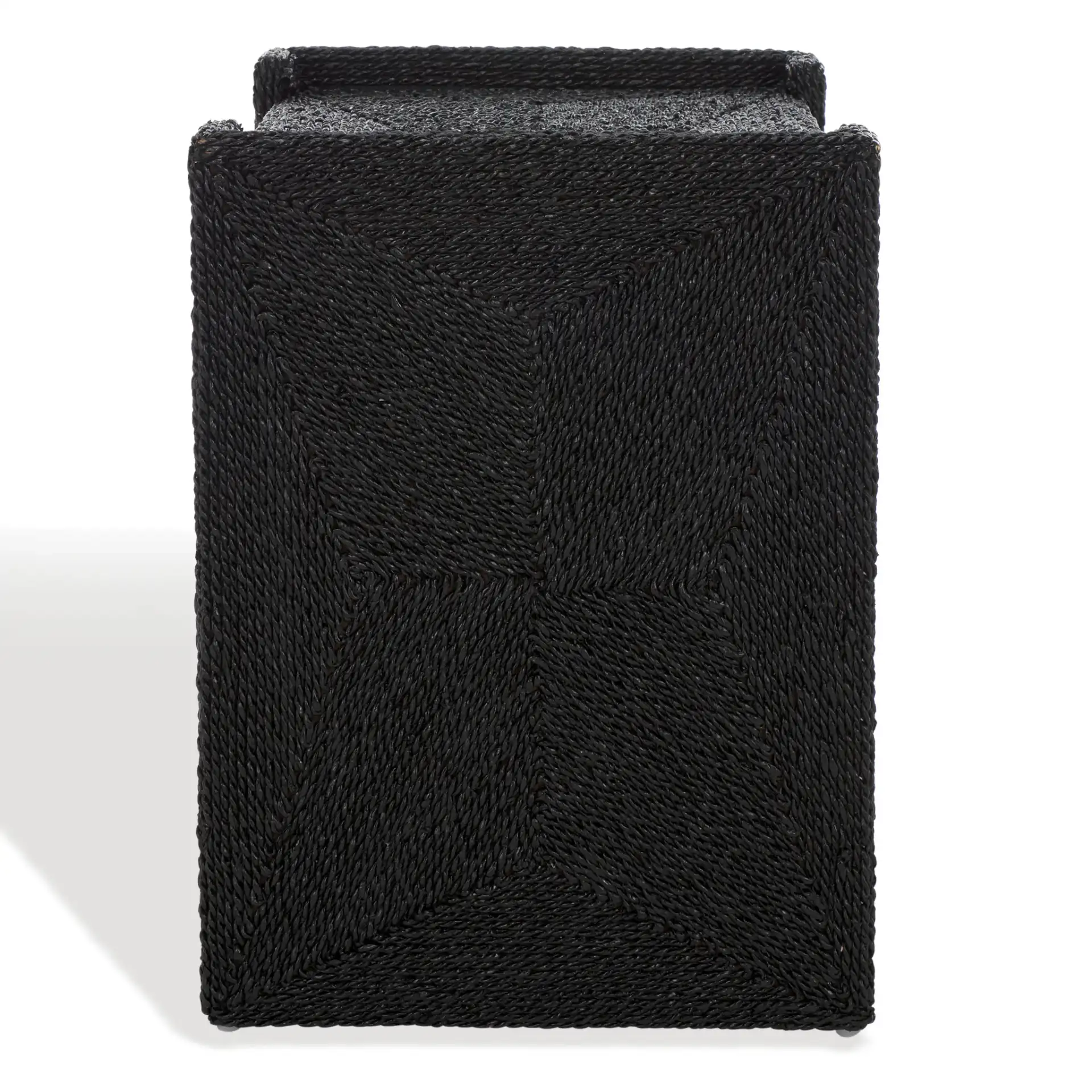 Wynima Sea Grass Accent Table in Black, detail view