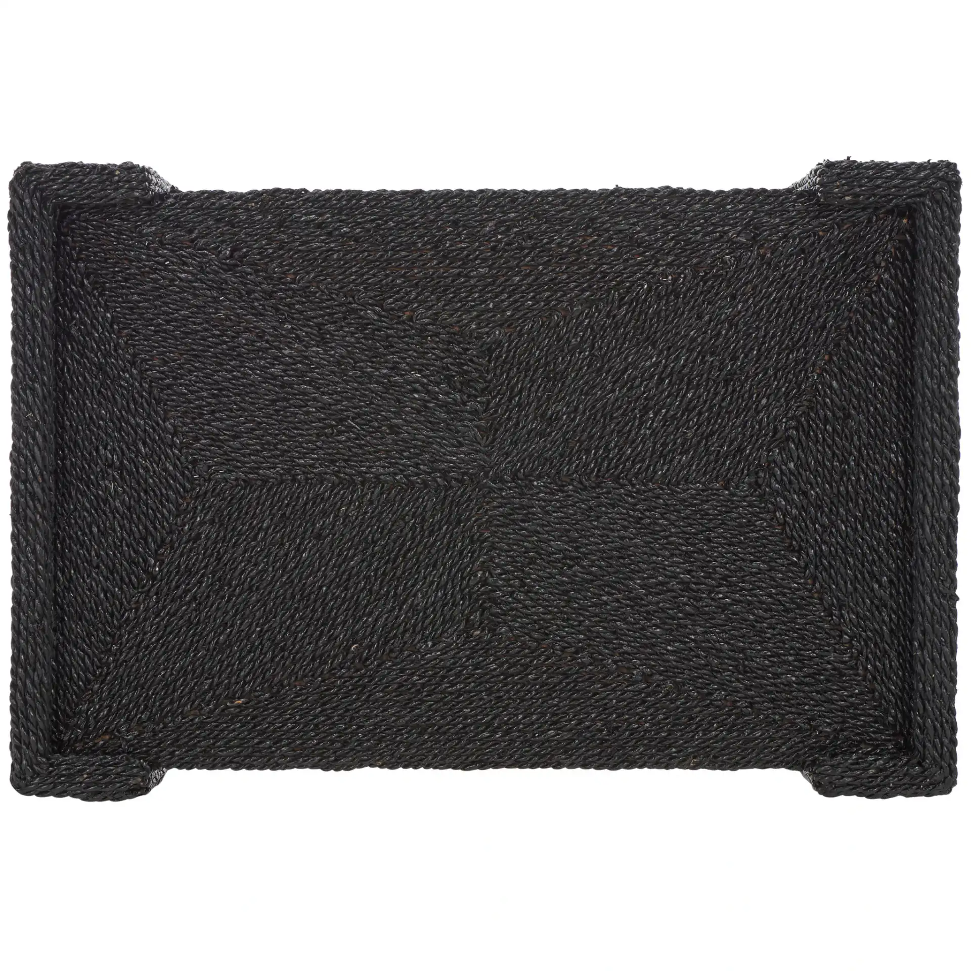 Wynima Sea Grass Accent Table in Black, detail view