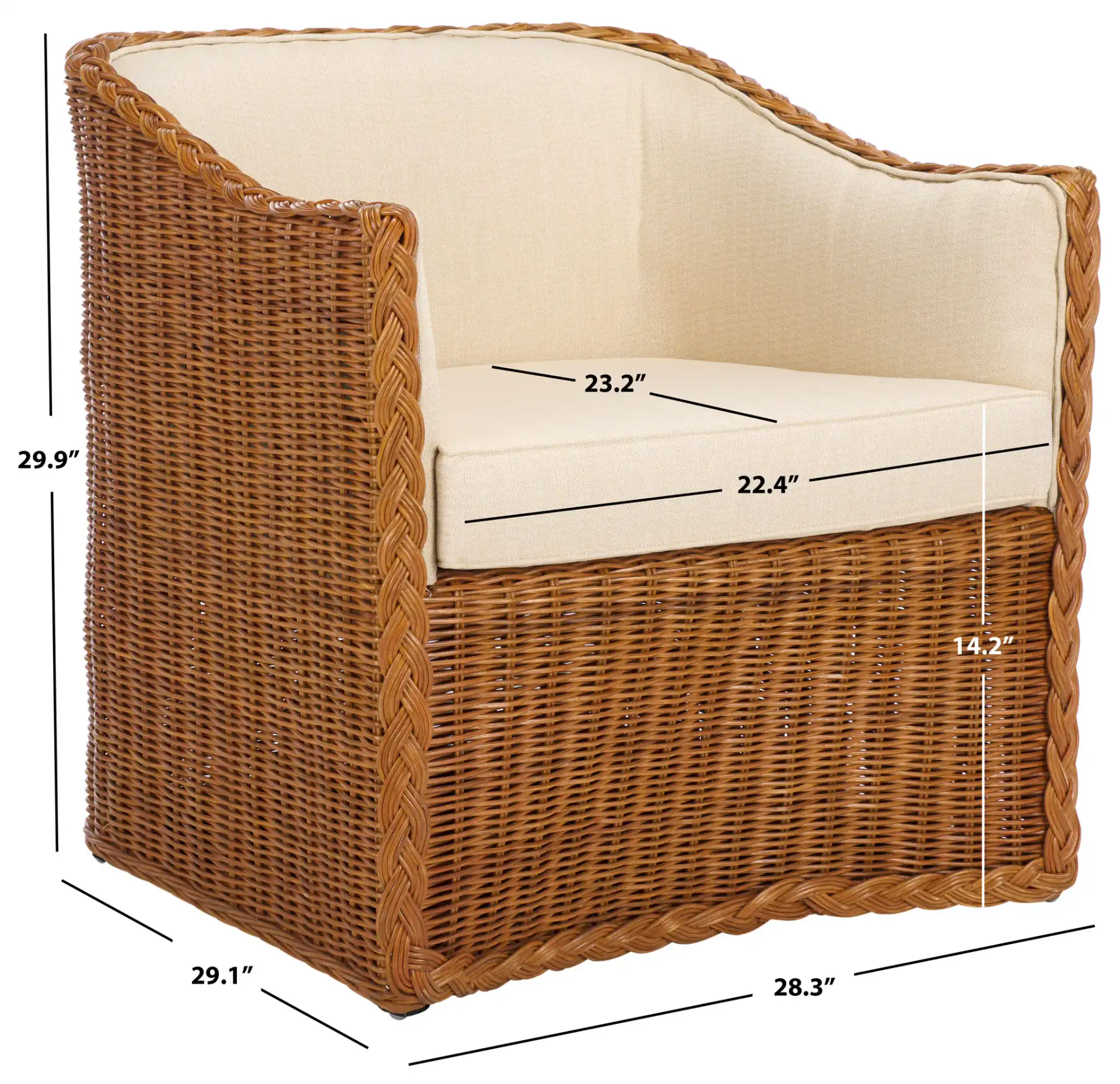 Sharon Rattan Accent Chair in Natural / Beige, detail view