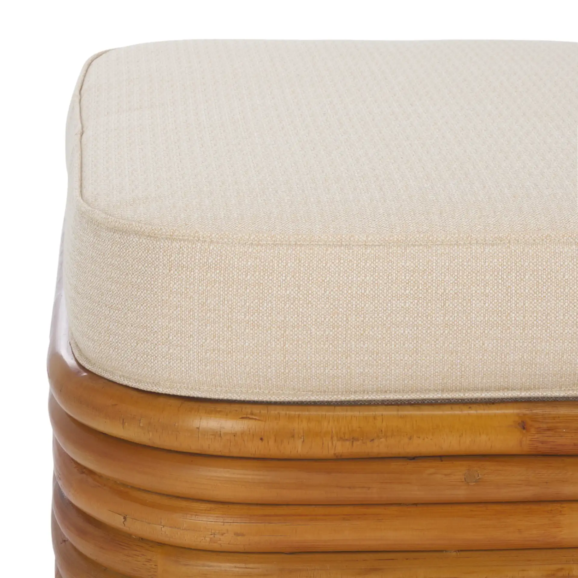 Flanders Rattan Pole Ottoman in Natural / White in a styled room