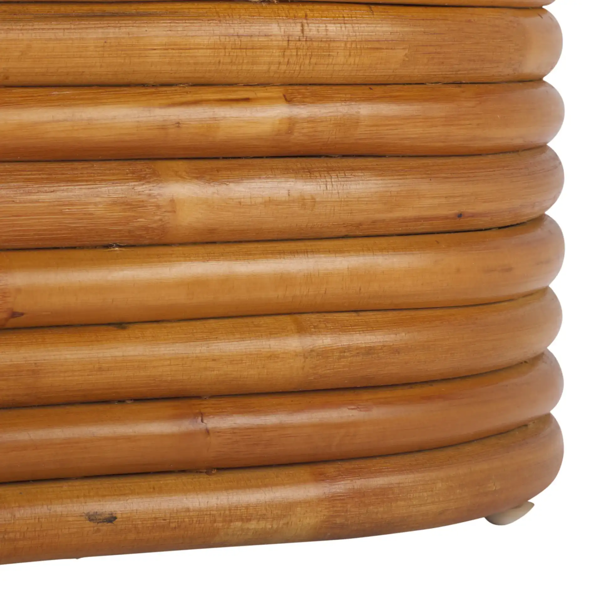 Flanders Rattan Pole Ottoman in Natural / White, detail view