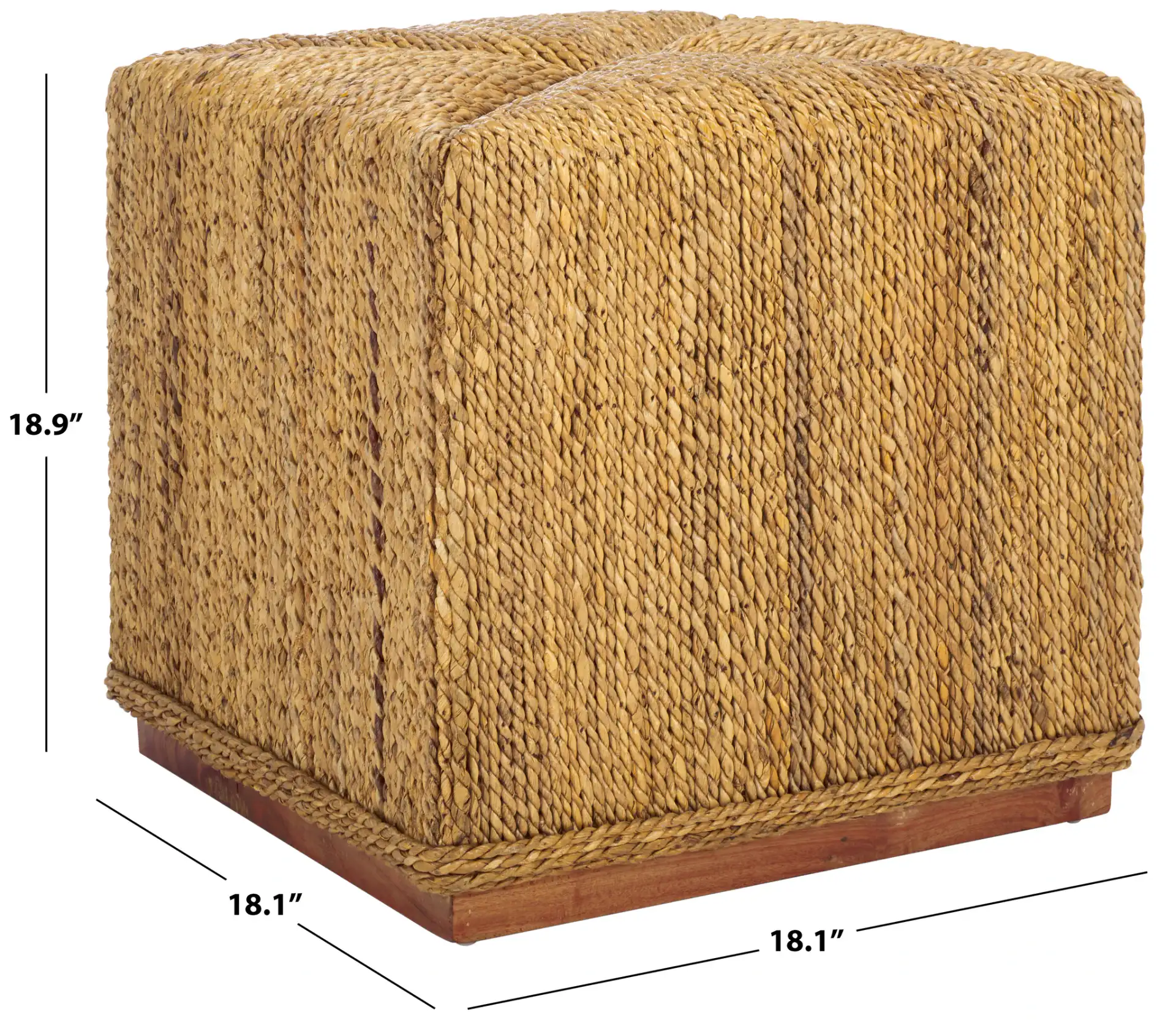 Donnabella Woven Abaca Ottoman in Natural, detail view