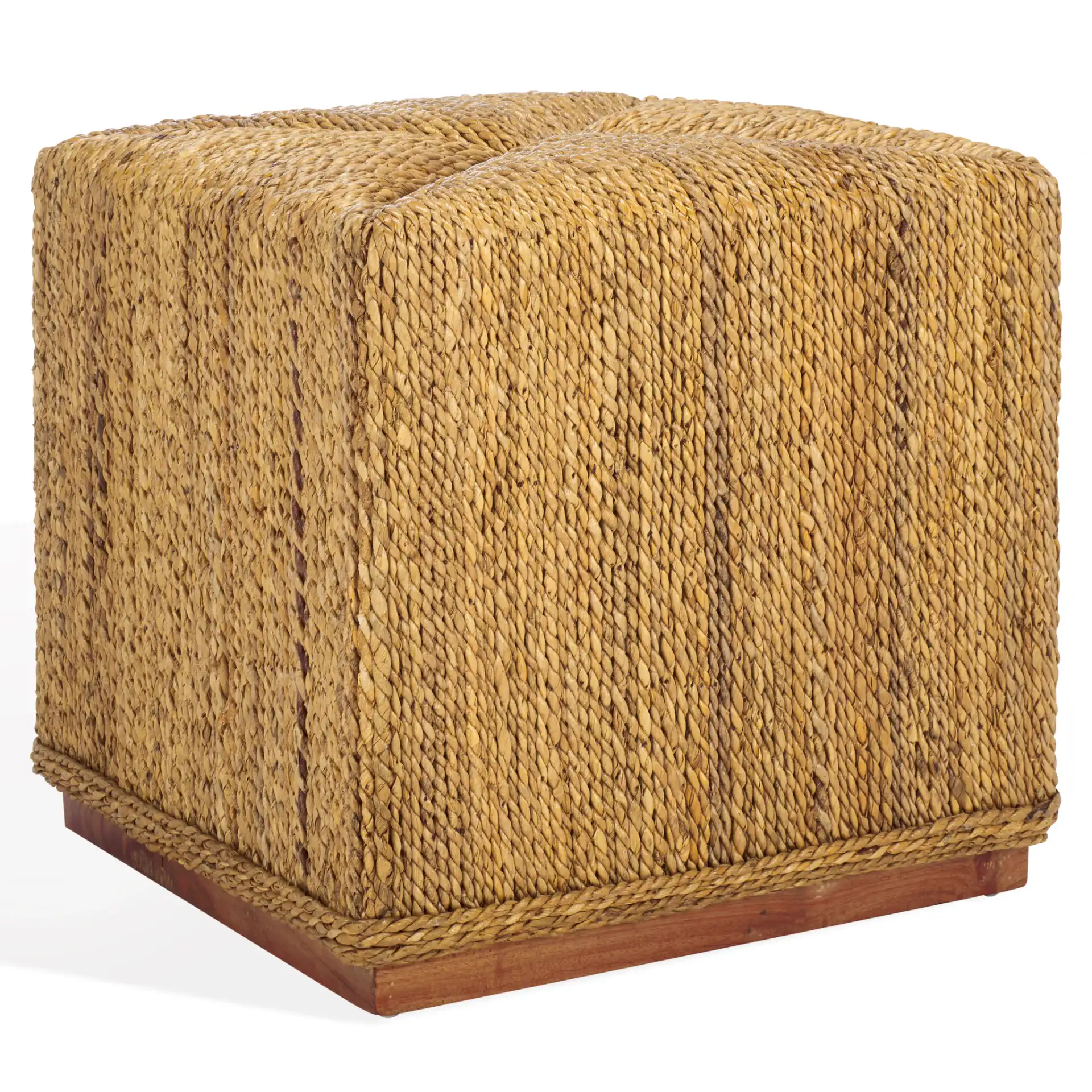 Donnabella Woven Abaca Ottoman in Natural, detail view