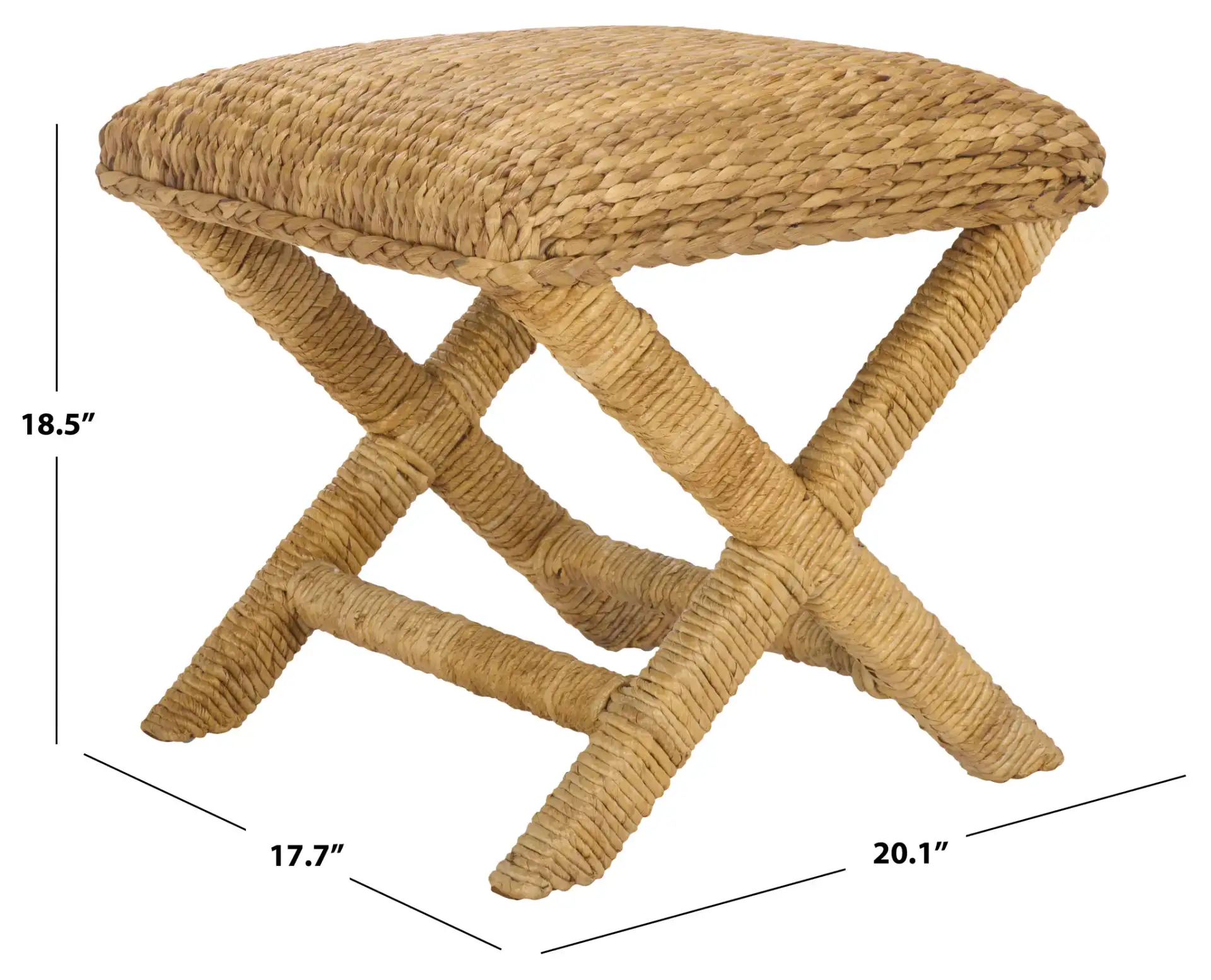 Caprianna Waterhyacinth Stool in Natural, detail view