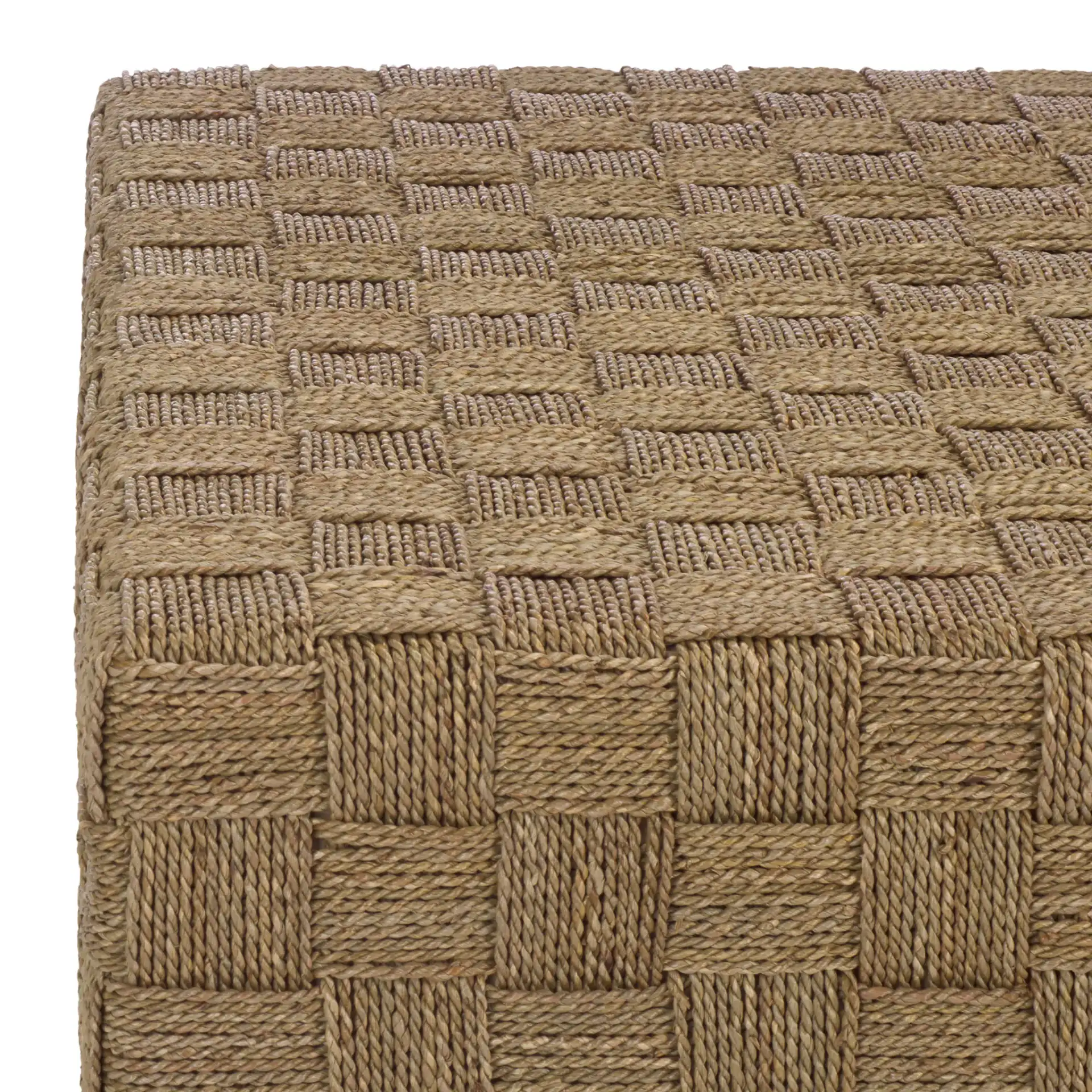 Norabelle Seagrass Coffee Table in Natural in a styled room