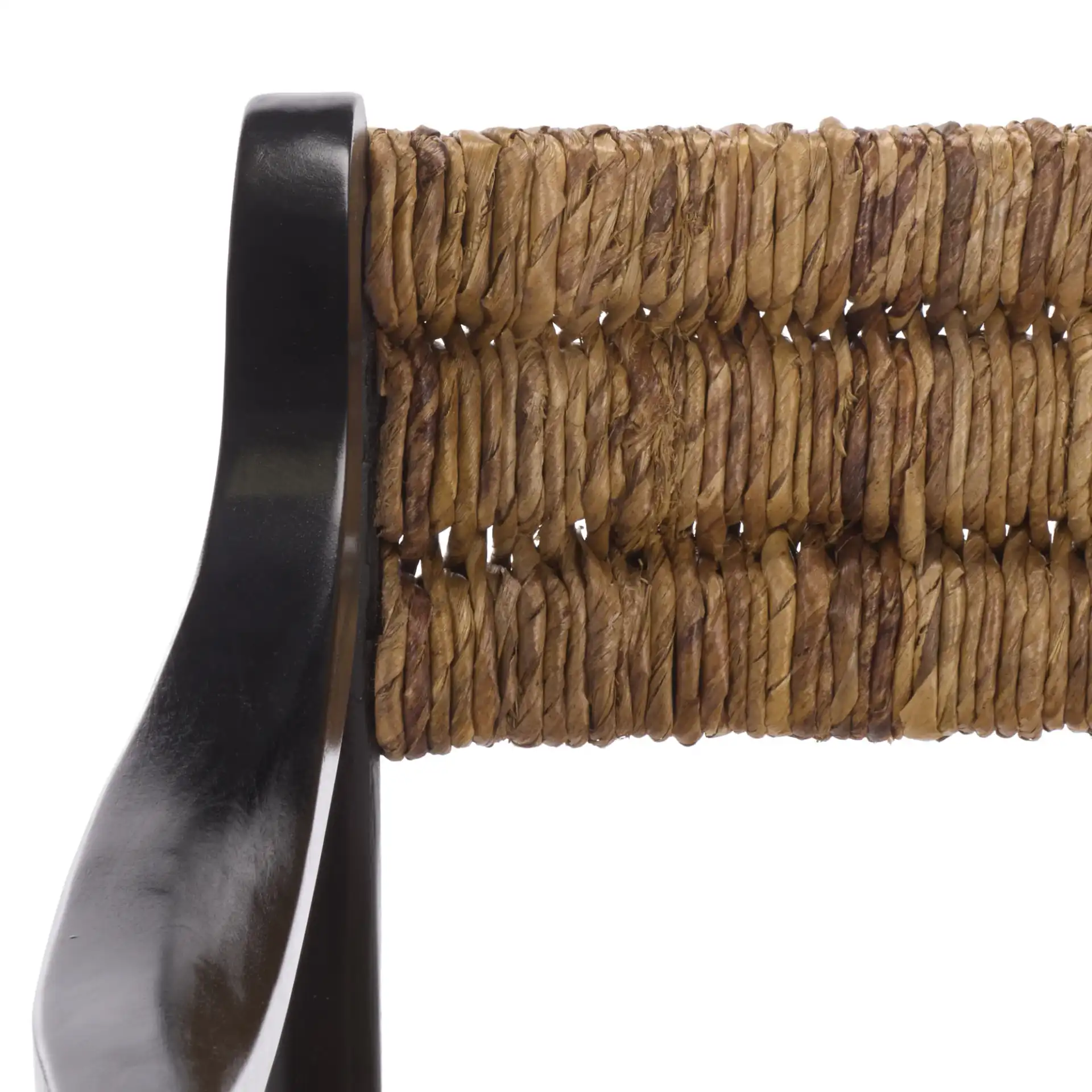 Kona Woven Abaca Dining Chair in Black / Natural in a styled room