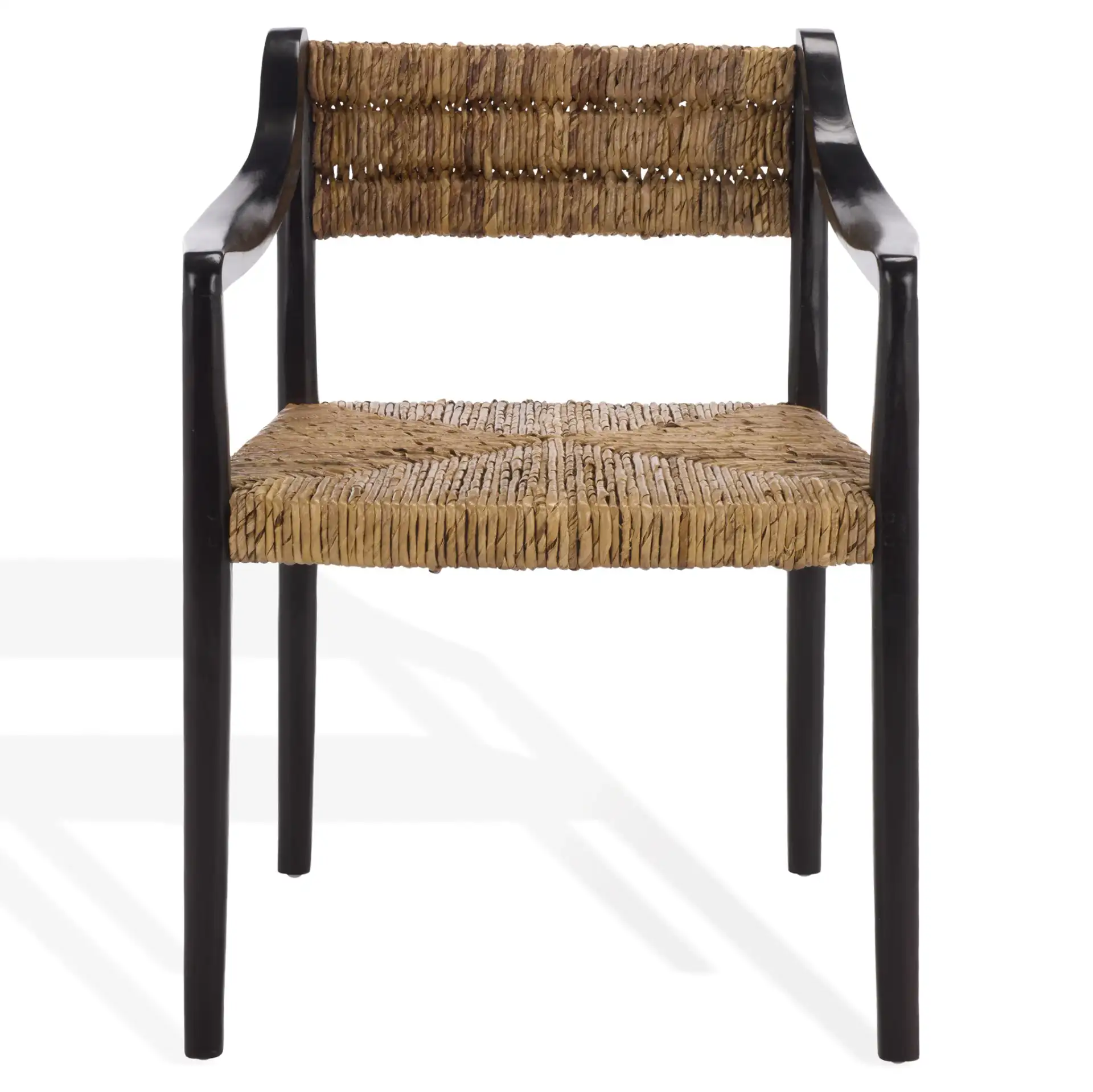 Kona Woven Abaca Dining Chair in Black / Natural, detail view