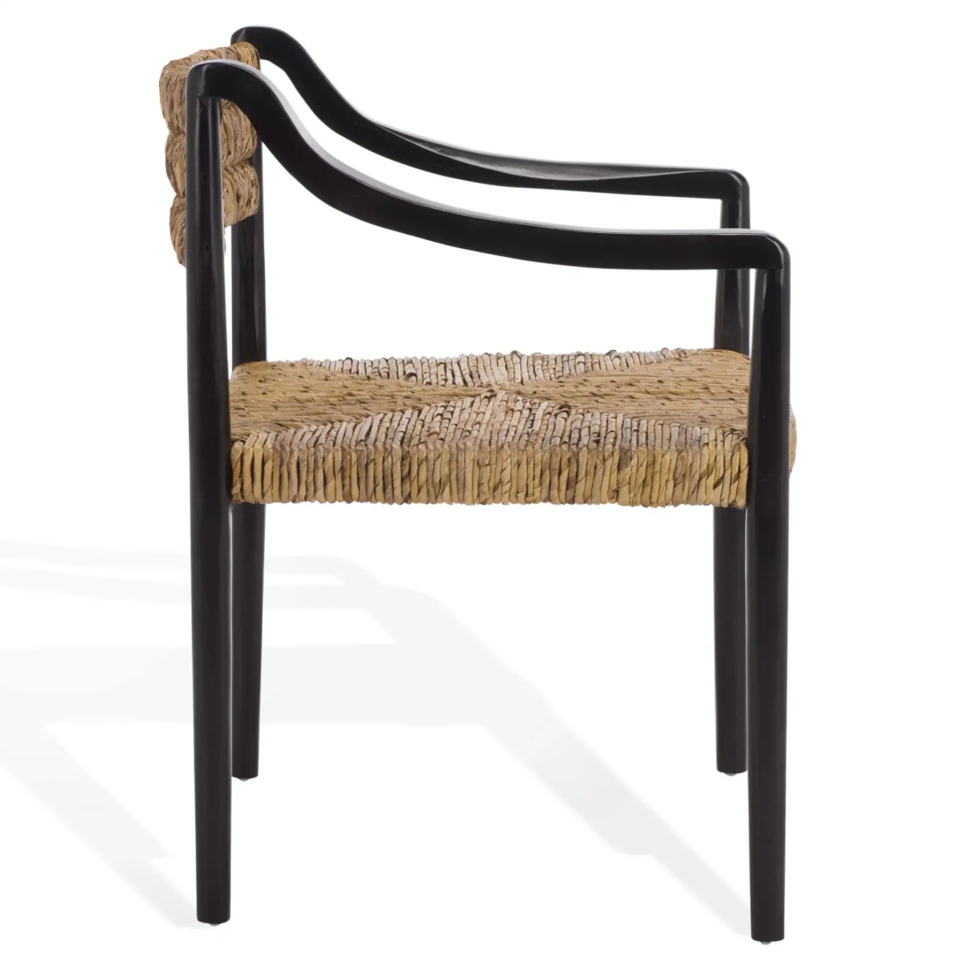 Kona Woven Abaca Dining Chair in Black / Natural, detail view