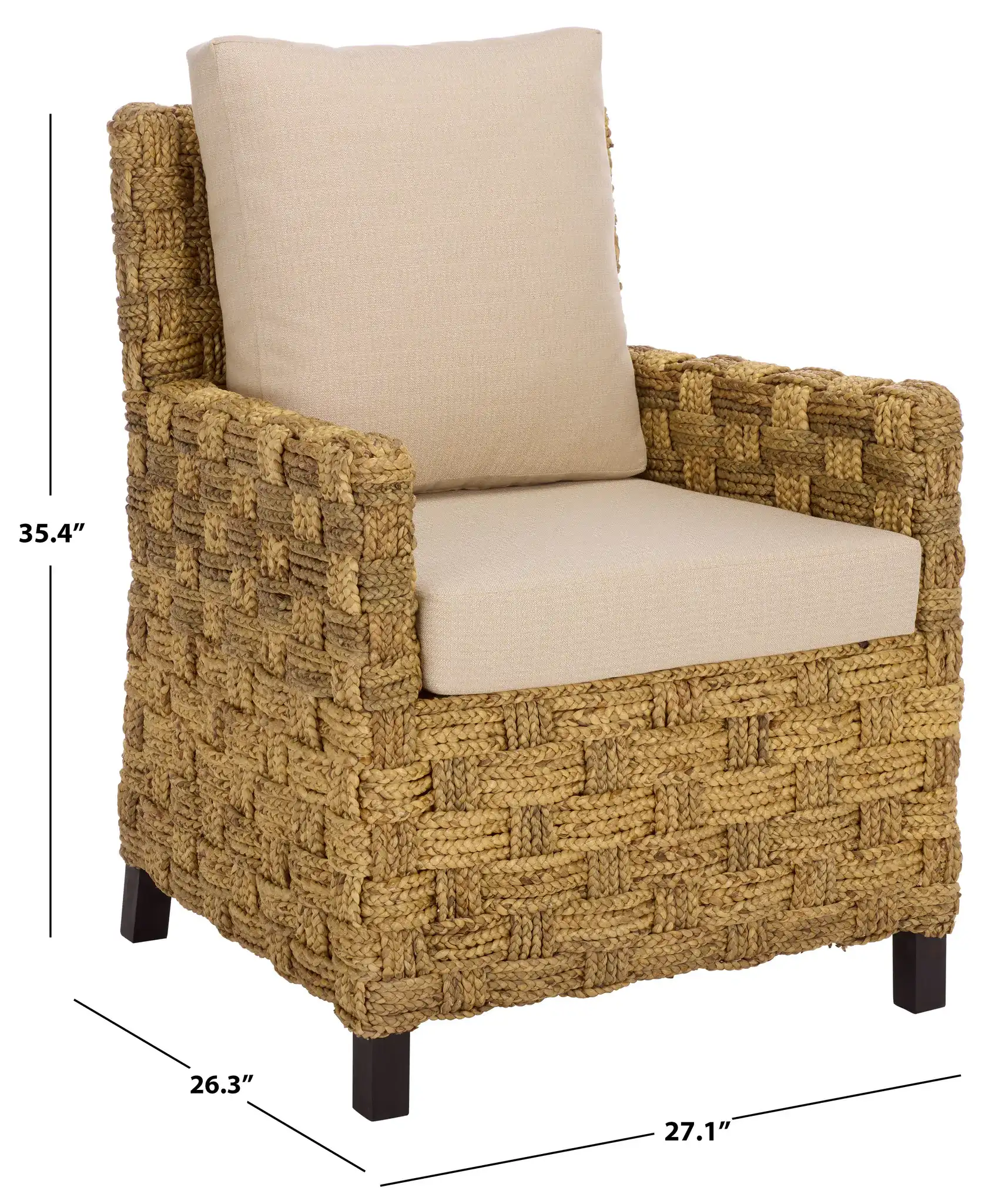 Gregory Tall Accent Chair in Natural / Beige, detail view