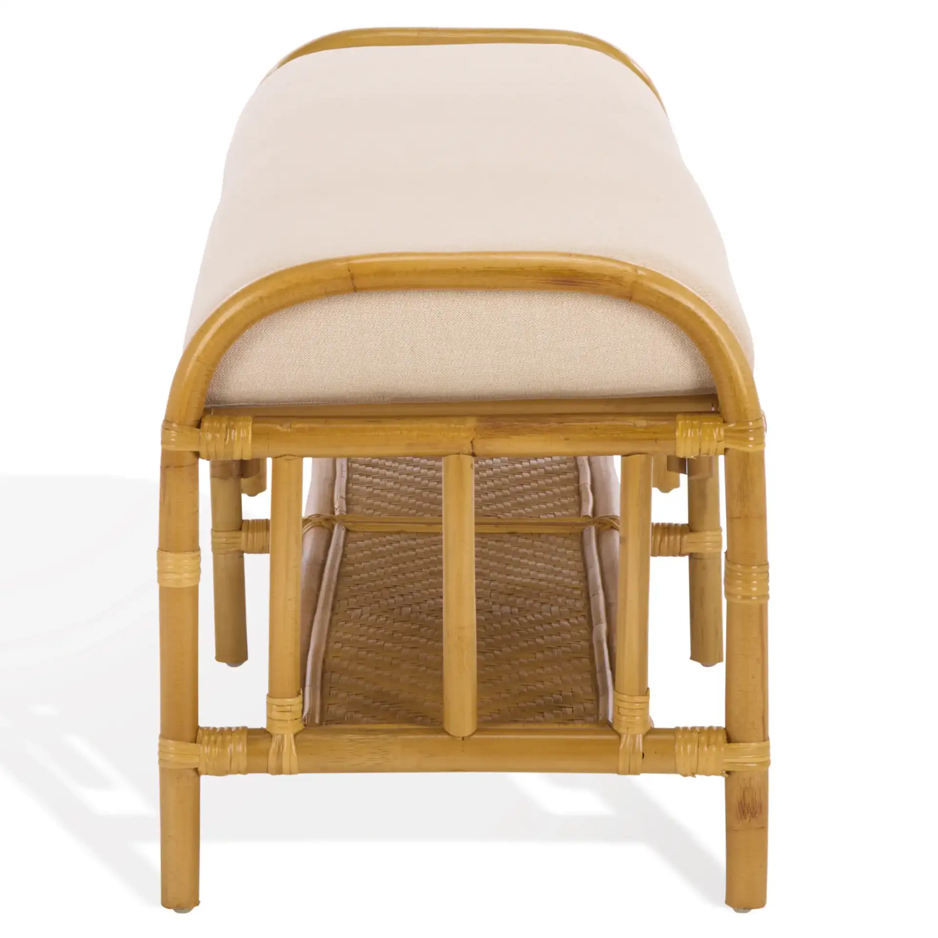 Flanders Rattan Pole Bench in Natural / White, detail view