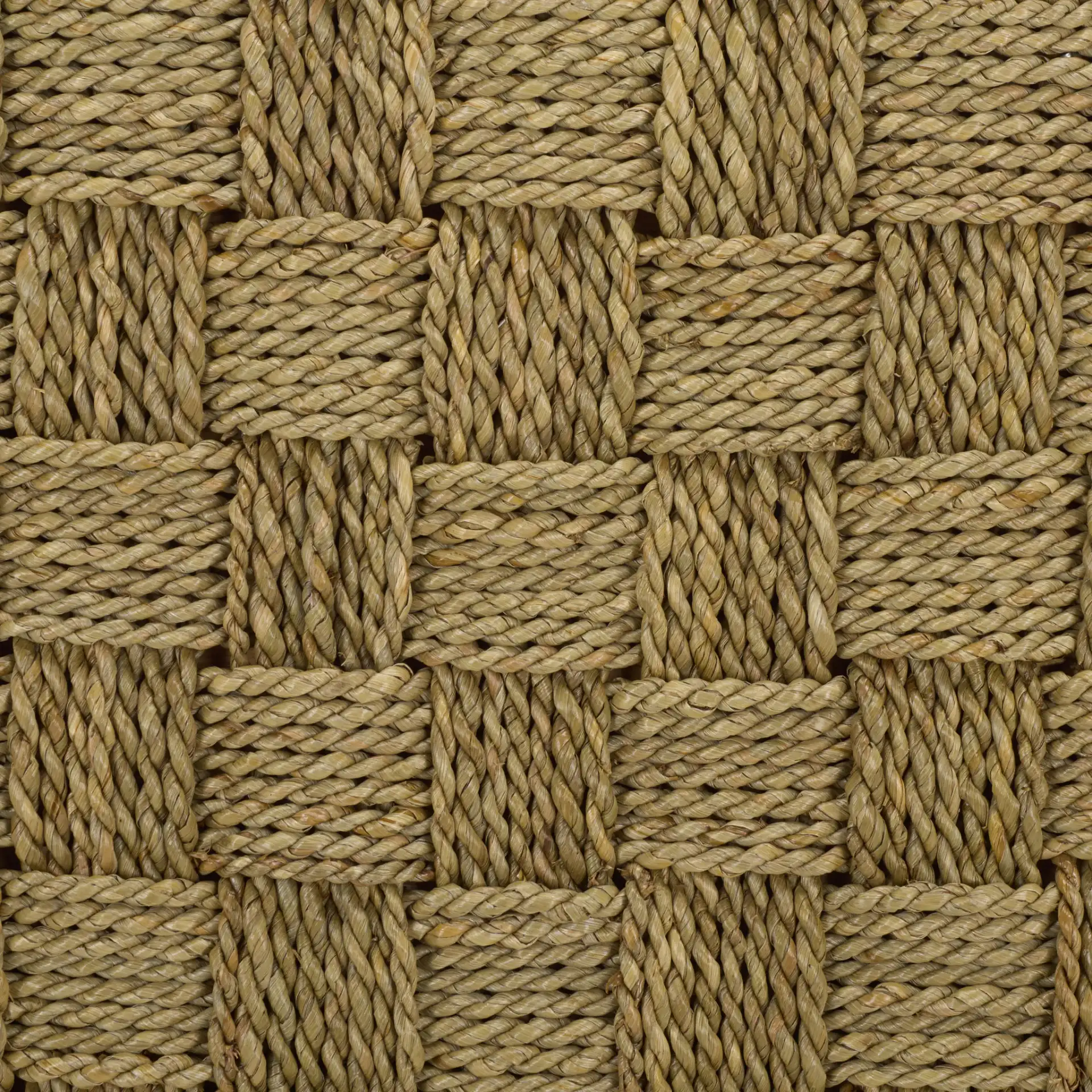 Norabelle Square Seagrass Ottoman in Natural, detail view