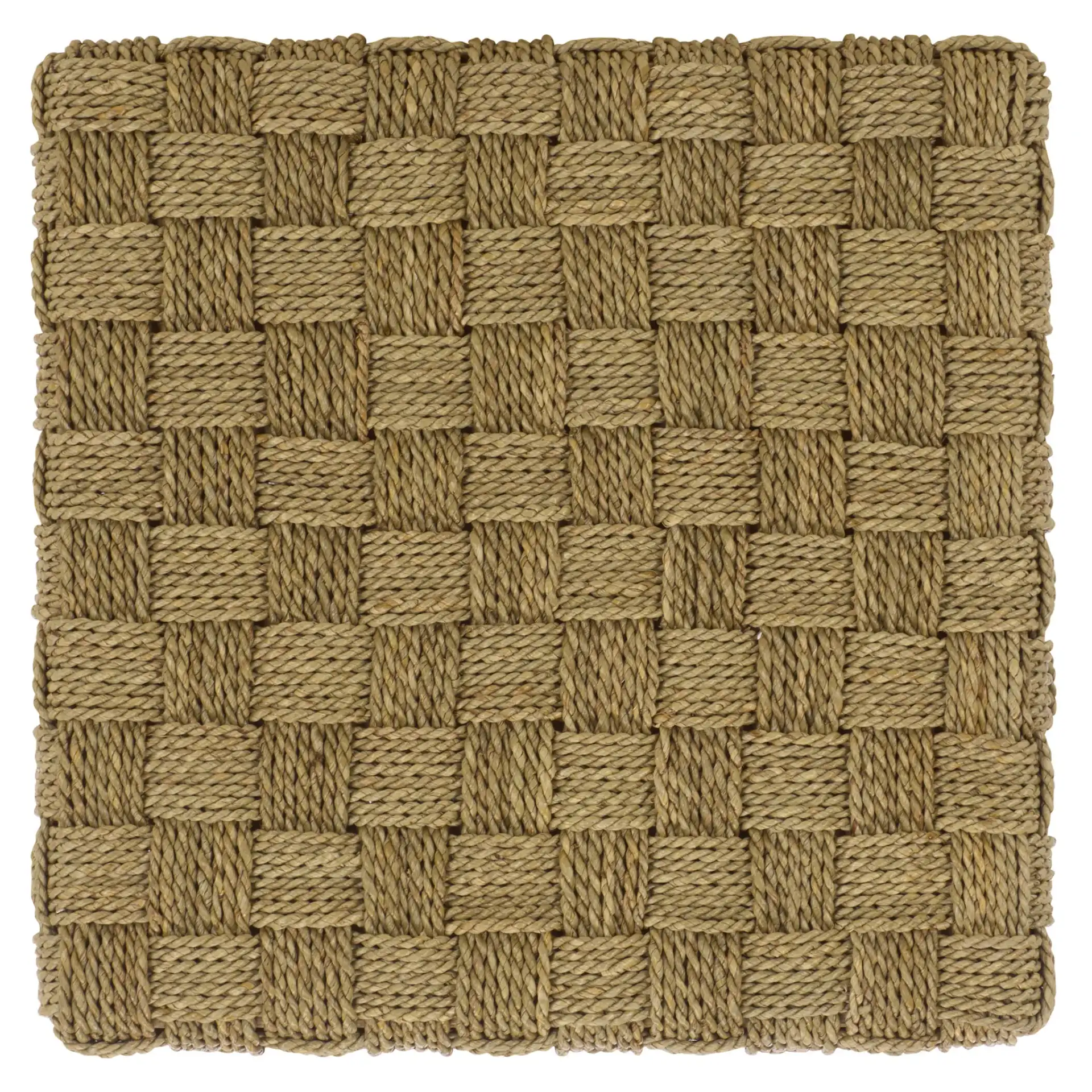 Norabelle Square Seagrass Ottoman in Natural, detail view