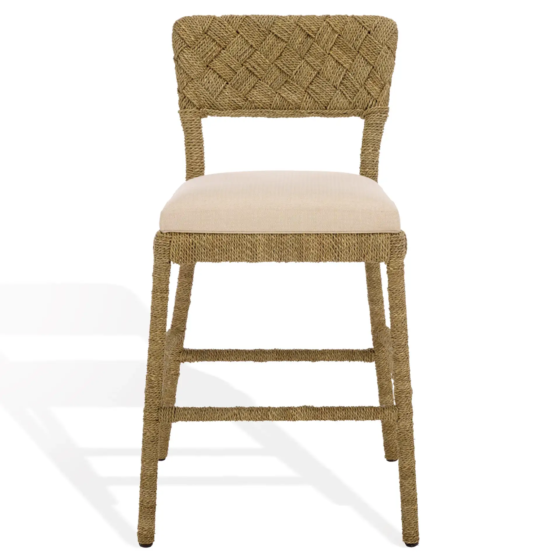 Rosemarie Seagrass Counter Stool in Natural / Beige, detail view
