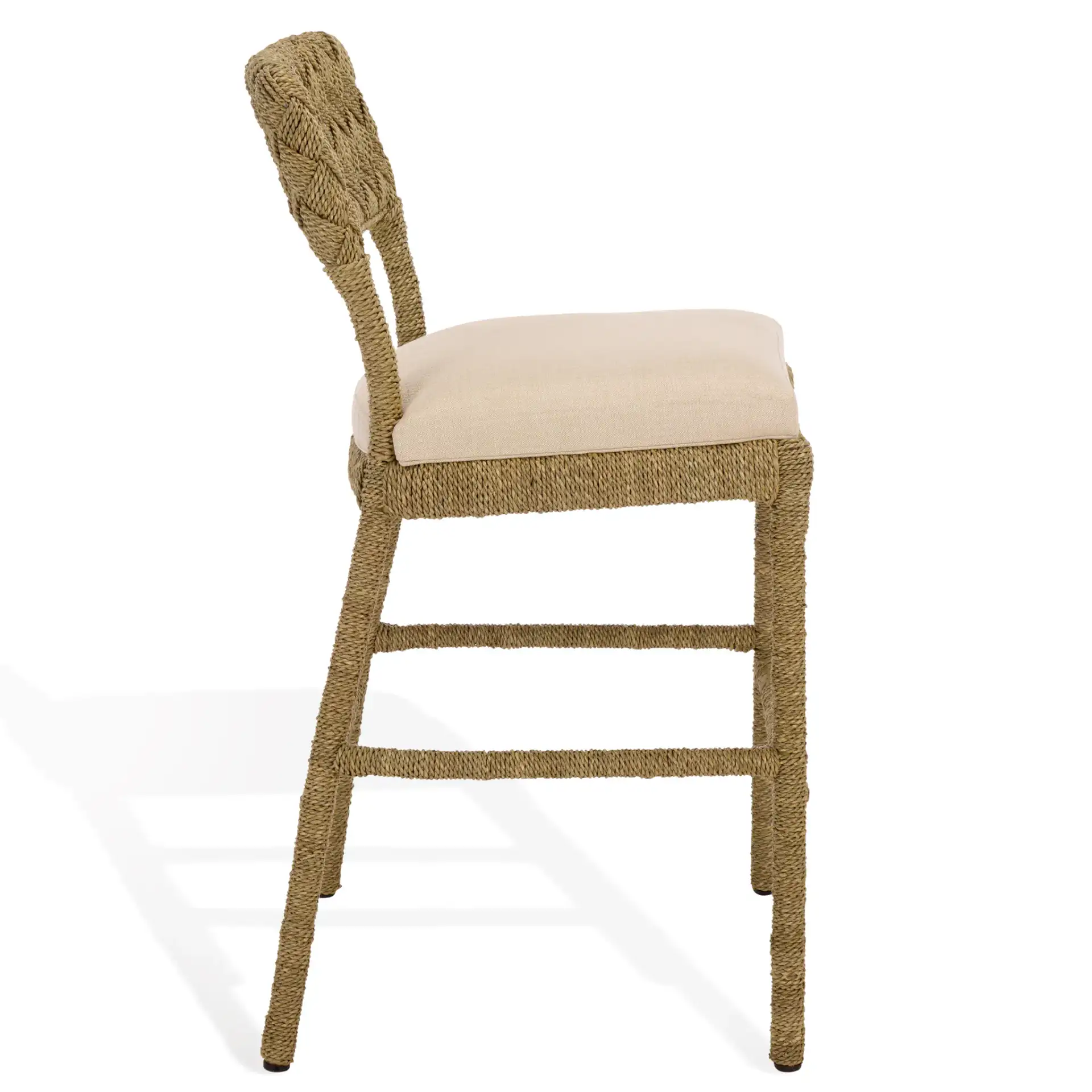 Rosemarie Seagrass Counter Stool in Natural / Beige, detail view