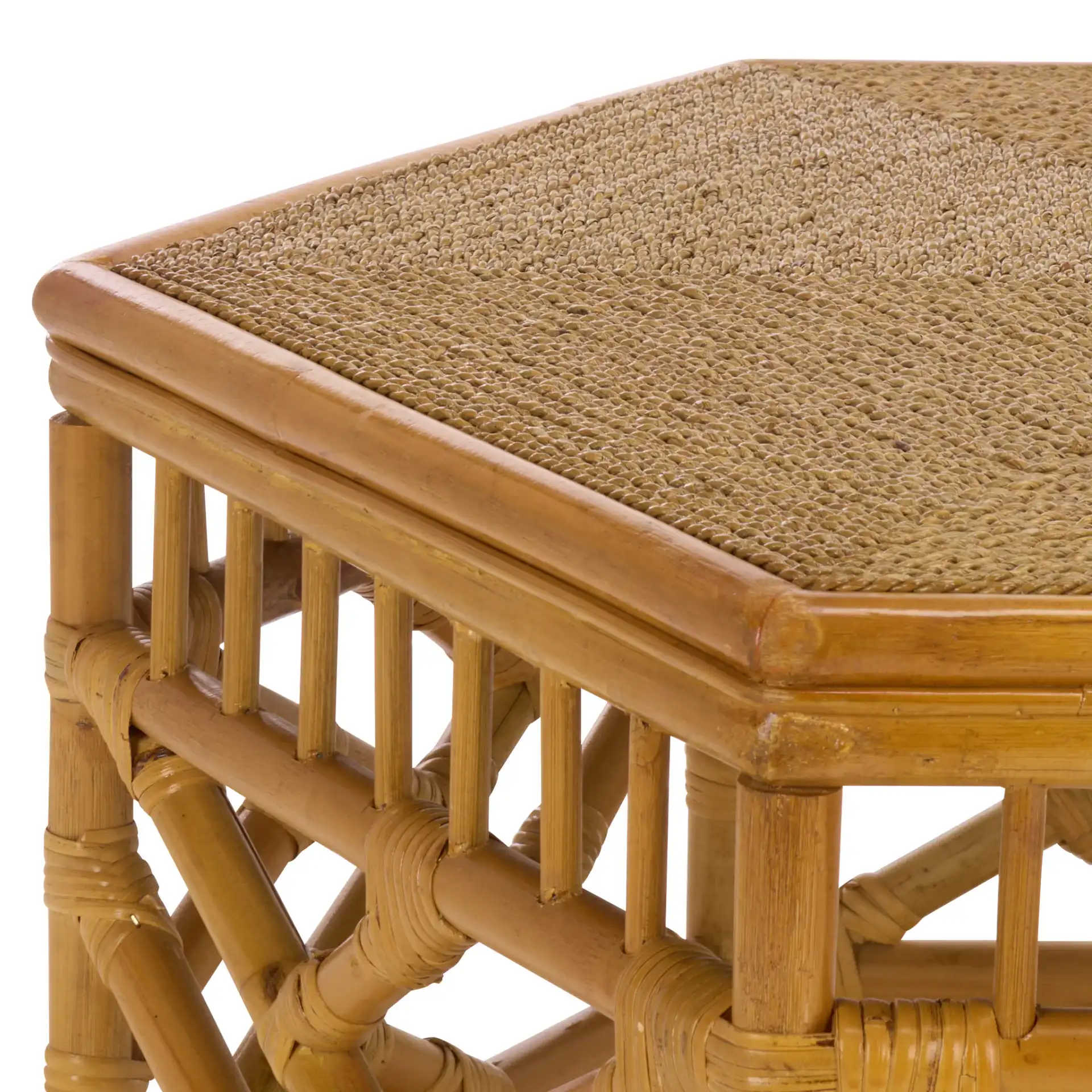 Frederica Rattan Coffee Table in Natural in a styled room