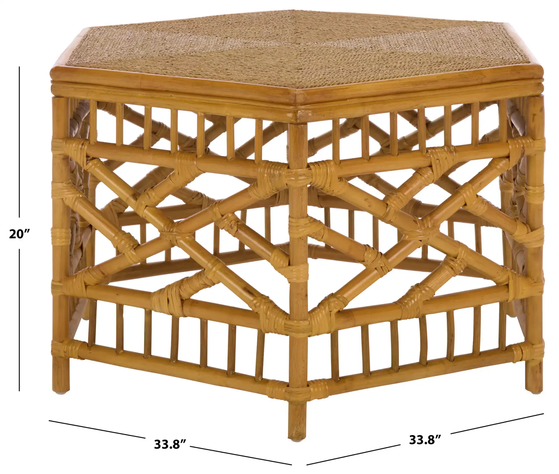 Frederica Rattan Coffee Table in Natural, detail view