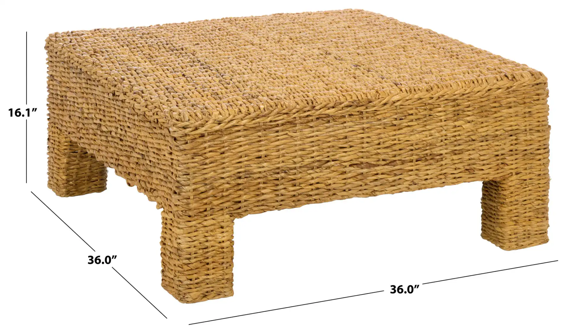 Donovan Abaca Square Coffee Table in Natural, detail view