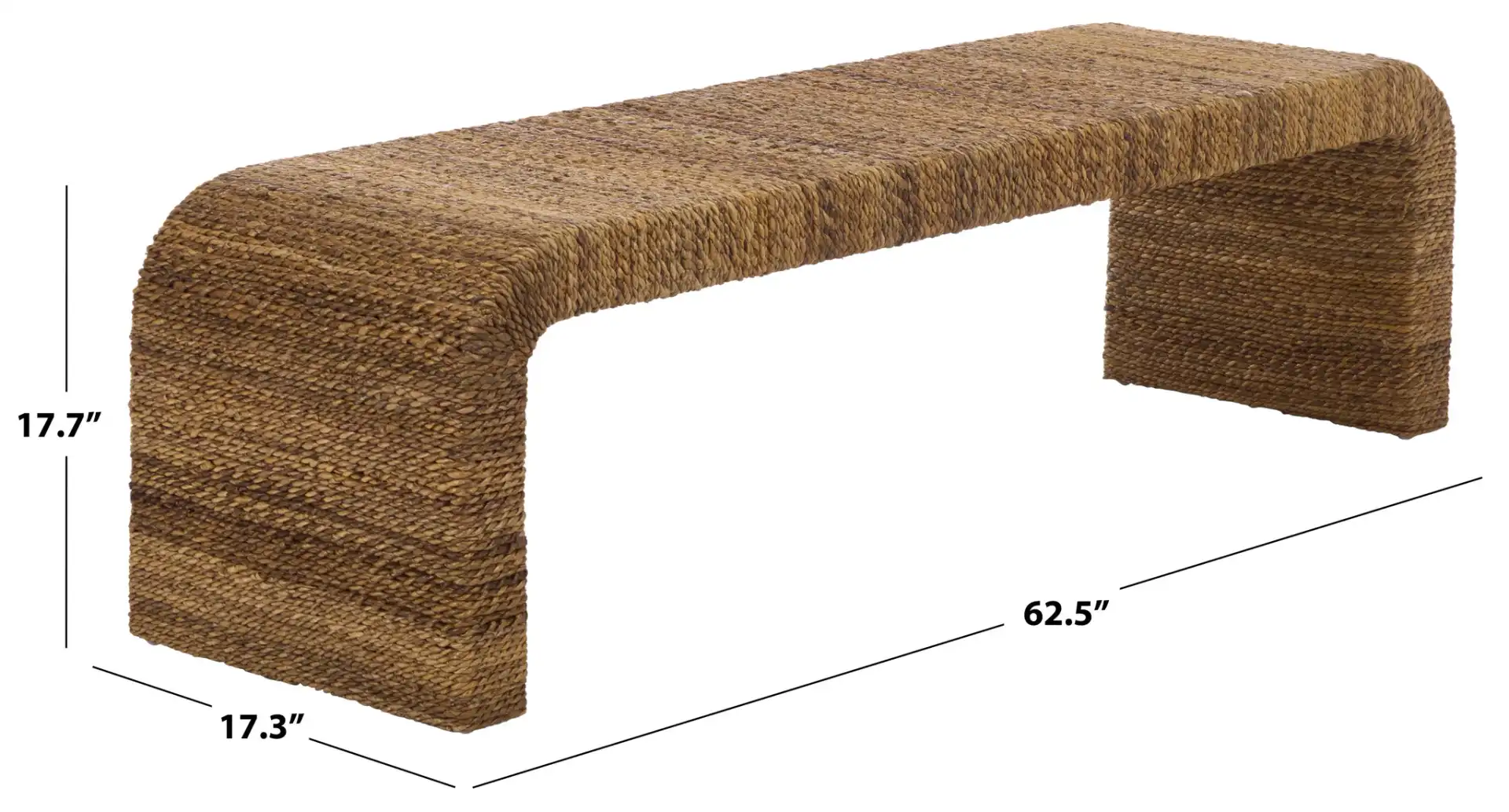 Akina Woven Abaca Bench in Natural, detail view