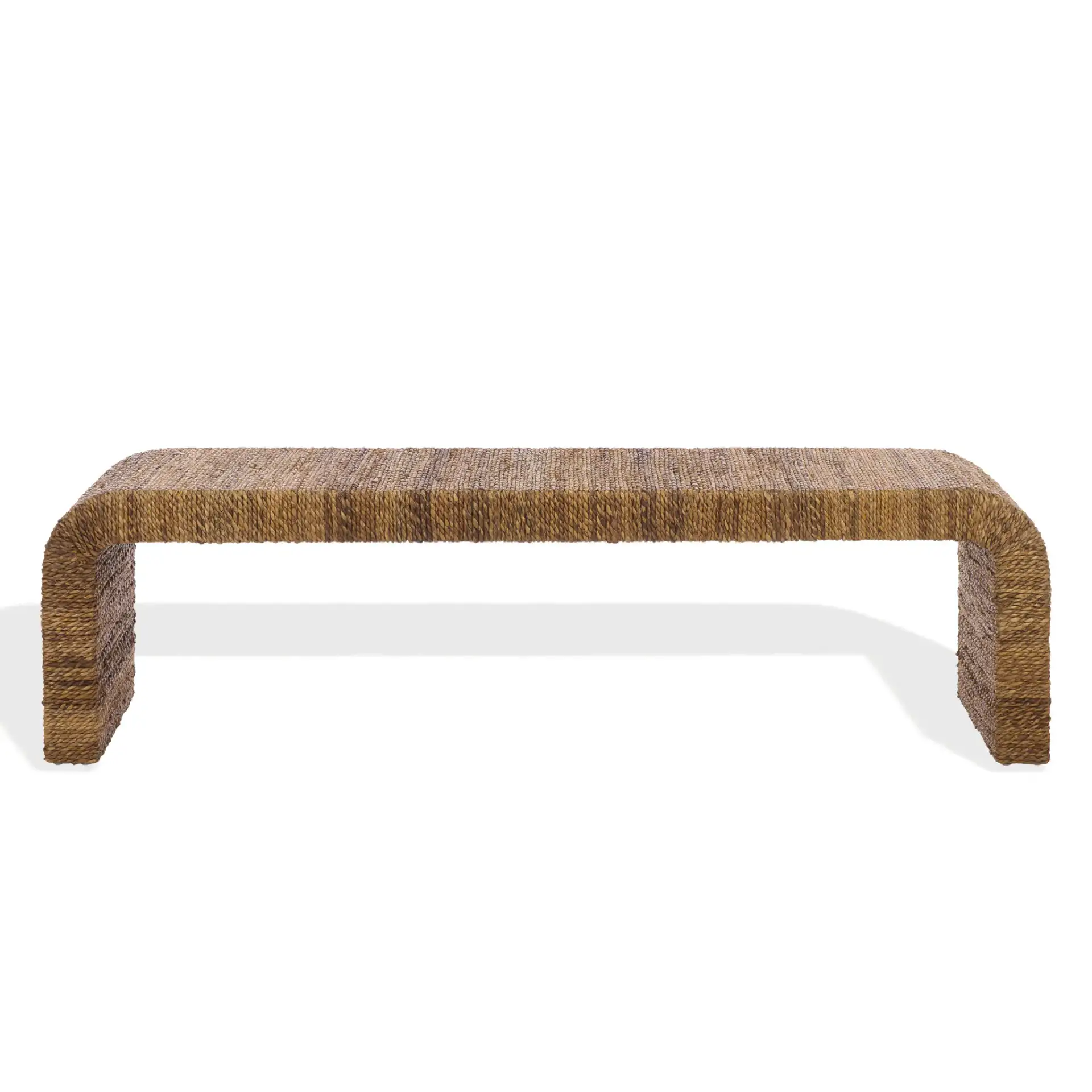 Akina Woven Abaca Bench in Natural, detail view