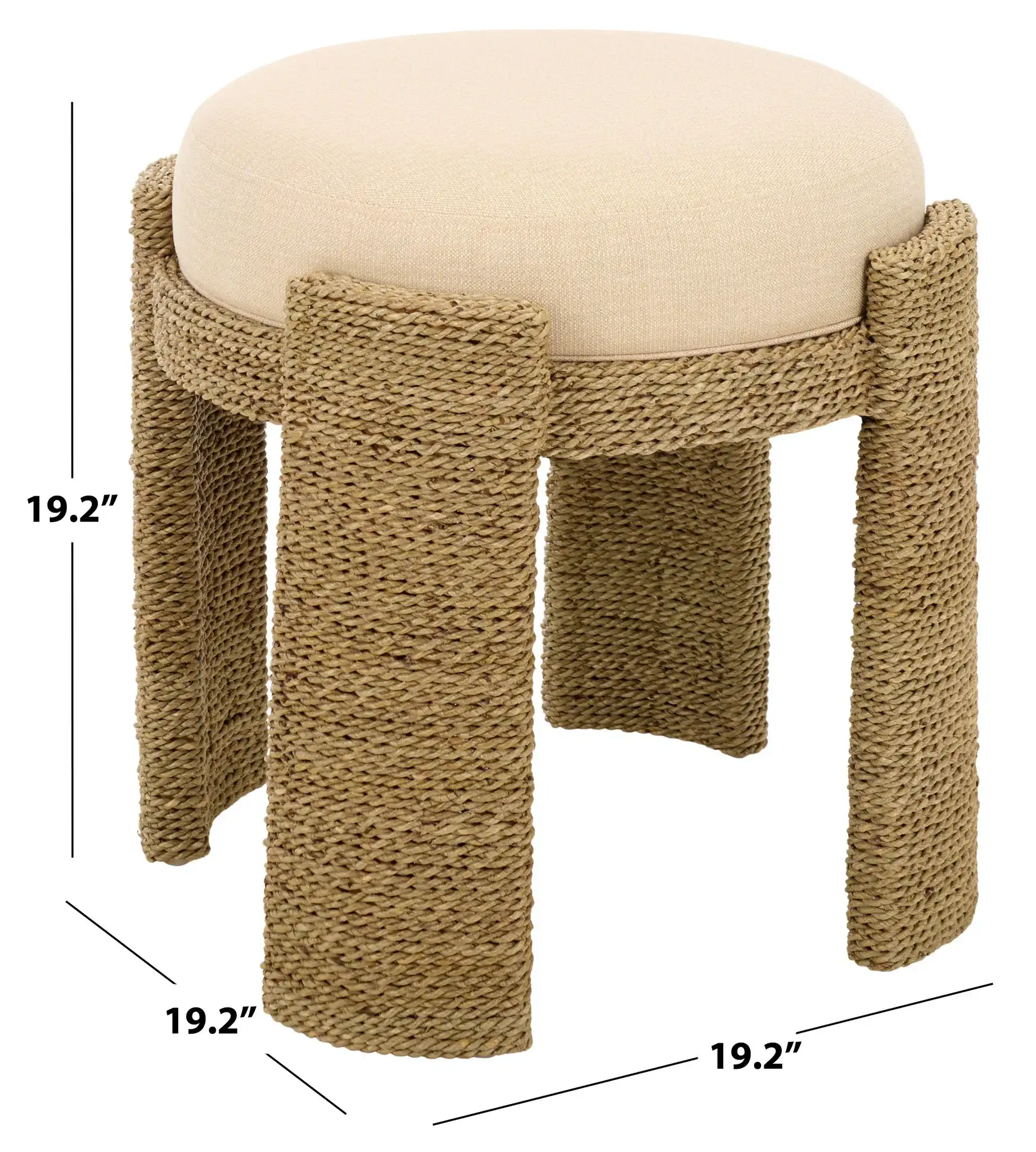 Grimaldi Seagrass Round Ottoman in Natural / Beige, detail view
