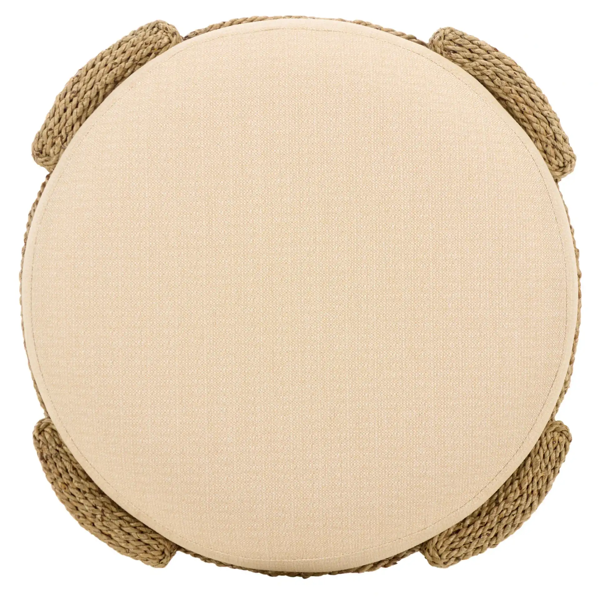 Grimaldi Seagrass Round Ottoman in Natural / Beige, detail view