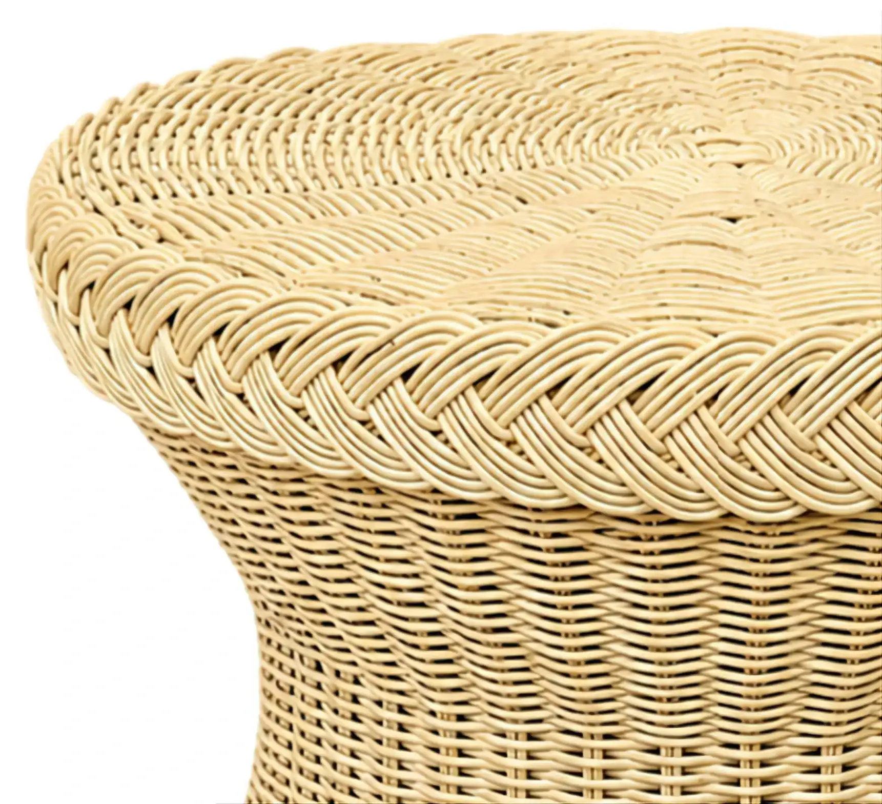Tasmynne Rattan Accent Table in Natural in a styled room