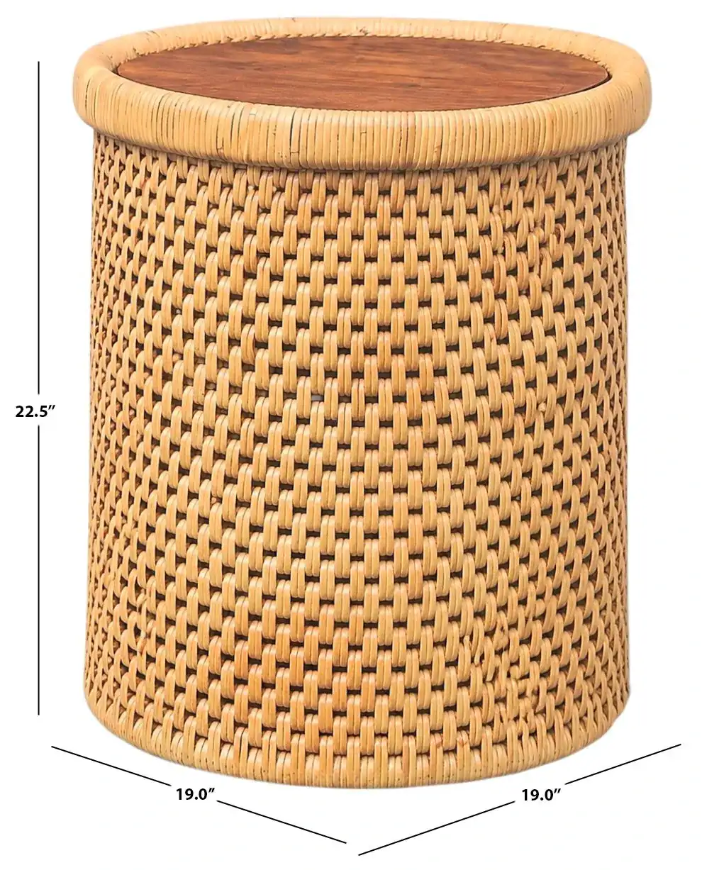 Vincenza Rattan Accent Table in Natural, detail view